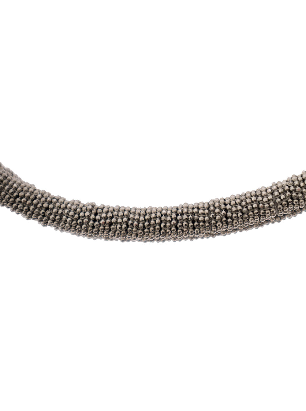 Shop Brunello Cucinelli Grey Necklace With Monile Embellishment In Brass And Leather Woman