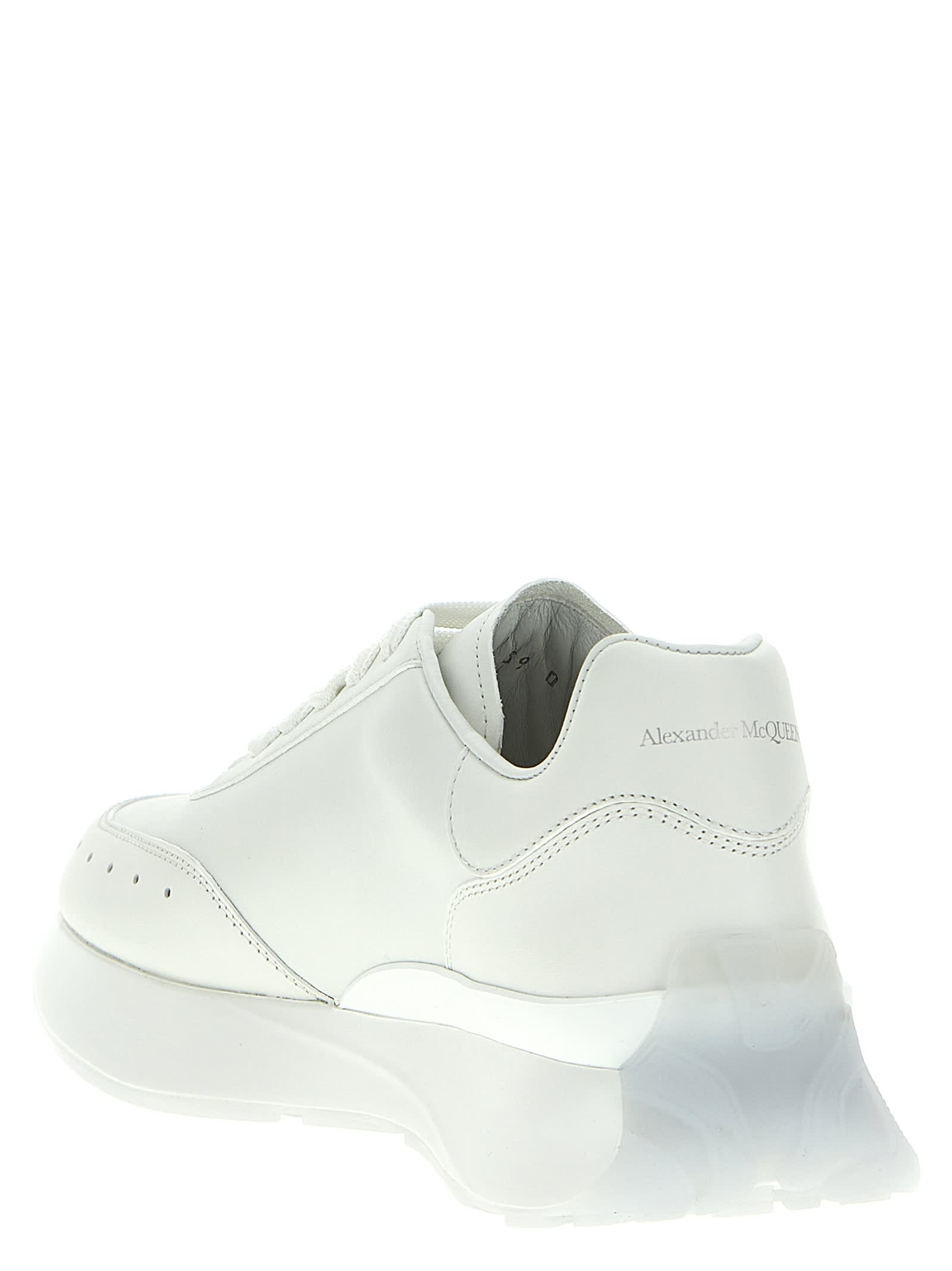 Shop Alexander Mcqueen Sprint Runner Sneakers In White/silver