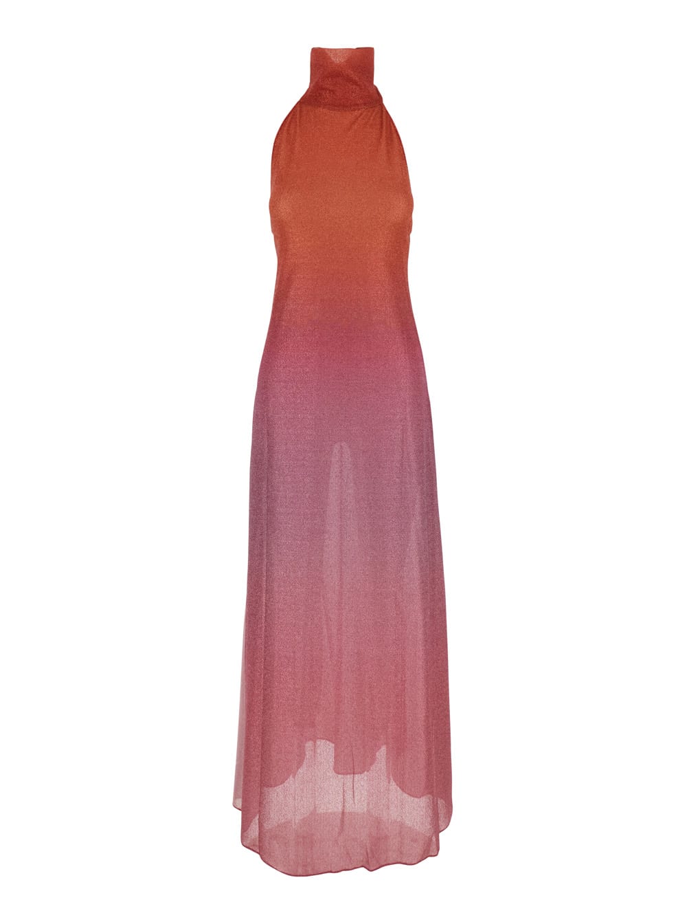 lumiere Pink Dress With Halterneck And Side Single Slit In Tech Fabric Woman