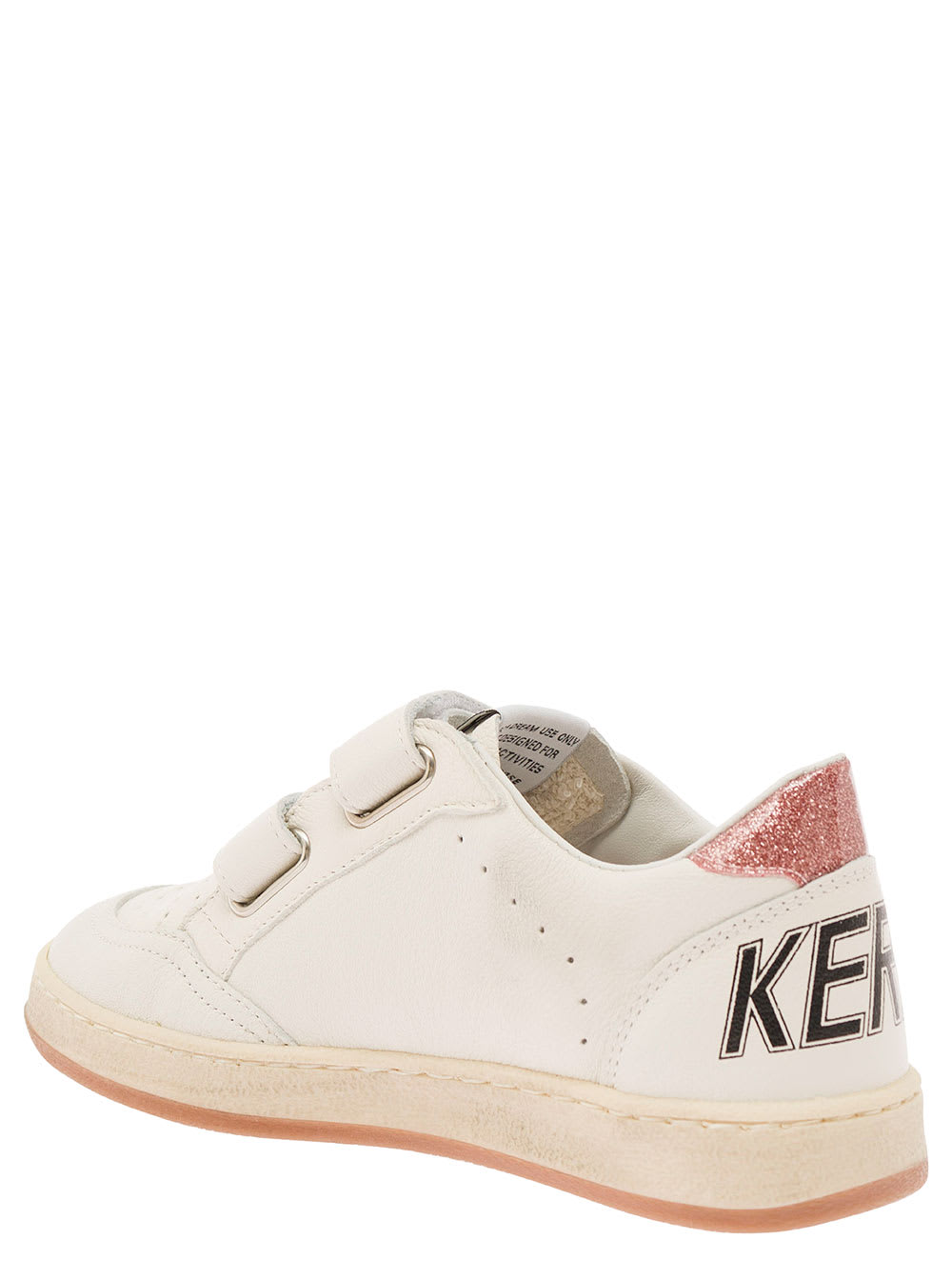 Shop Golden Goose Ball-star White Low Top Sneakers With Glitter Star In Leather Girl