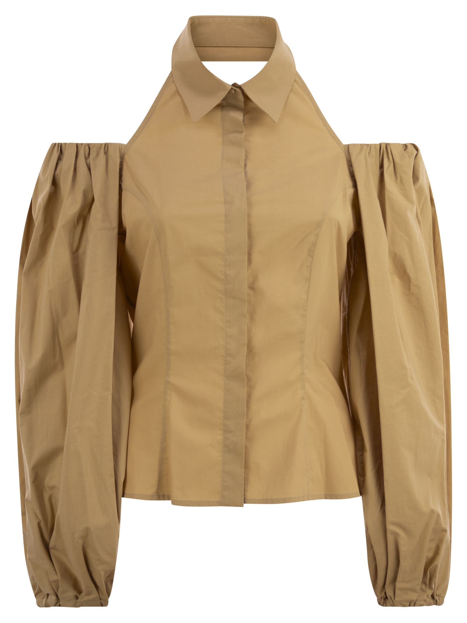 Cotton Shirt With Balloon Sleeves