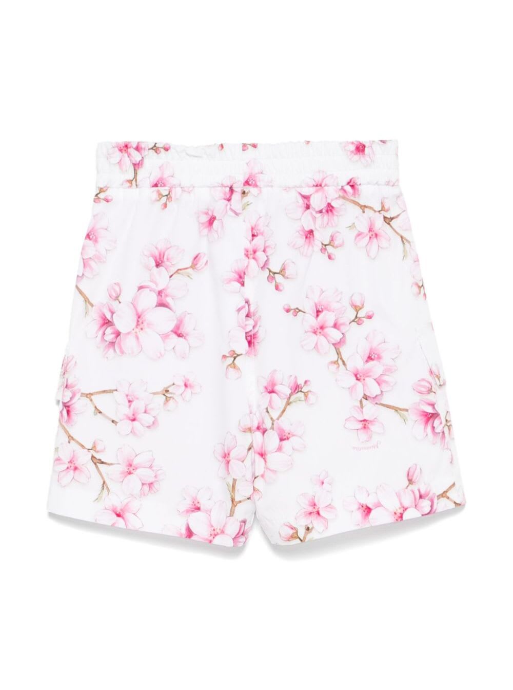 Monnalisa Shorts Con Tasche Popelin Popeline Fiori Di Pesco In Multicolor