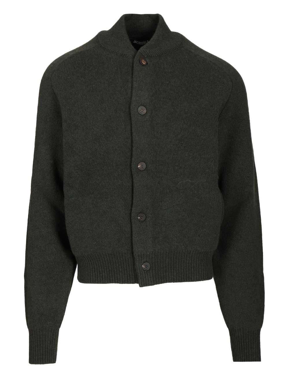 Jacquemus Le Cardigan Pallone In Wool And Cashmere In Green