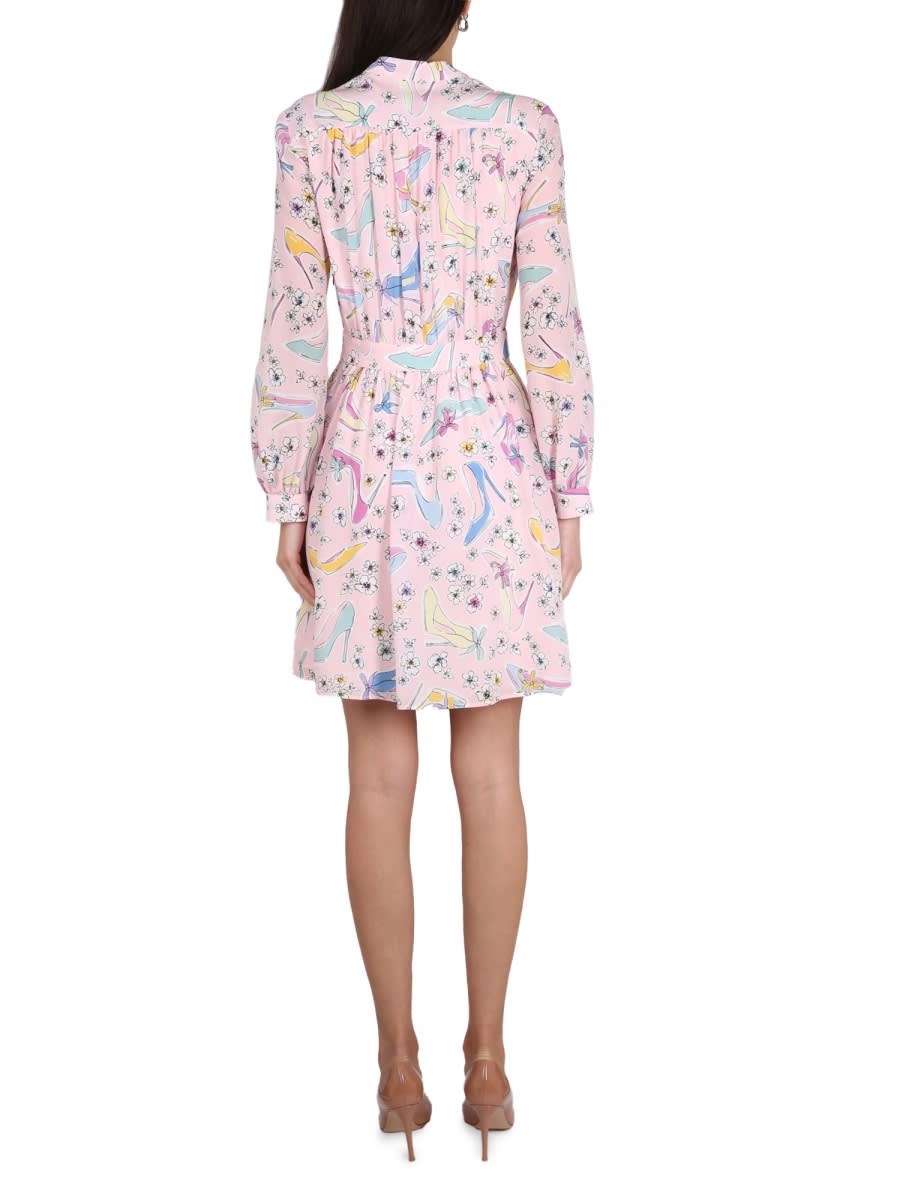Boutique Moschino Floral-print Long-sleeved Mini Dress In Pink