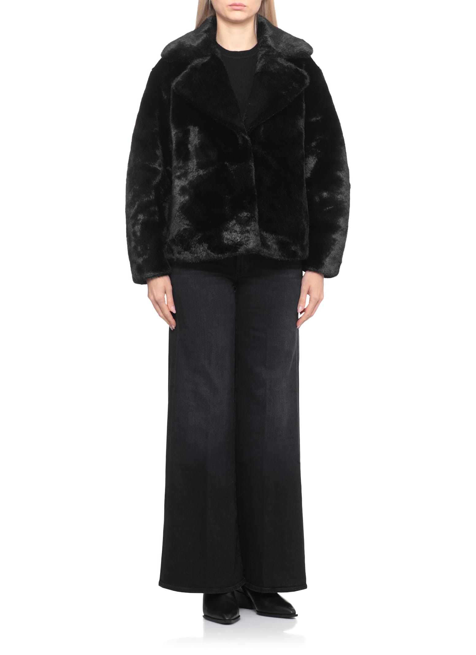 Betta Corradi Synth Fur Coat In Black
