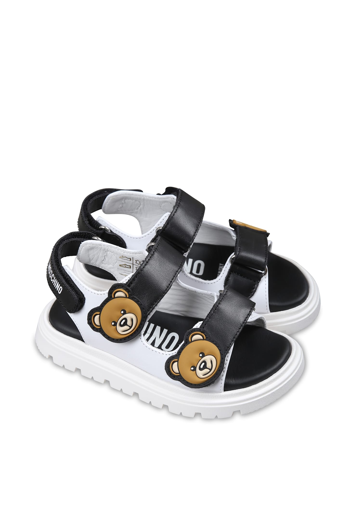 Moschino White Slippers For Kids With Teddy Bear In Multicolor