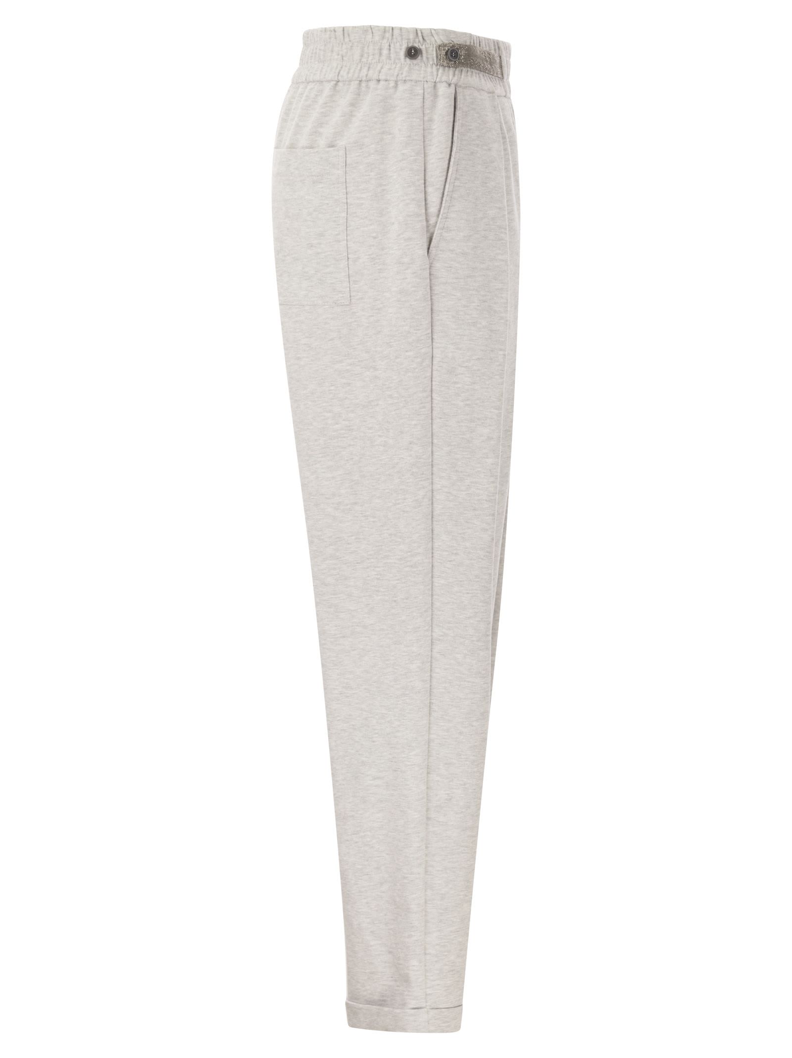 Shop Brunello Cucinelli Cotton Fleece Trousers In Grey