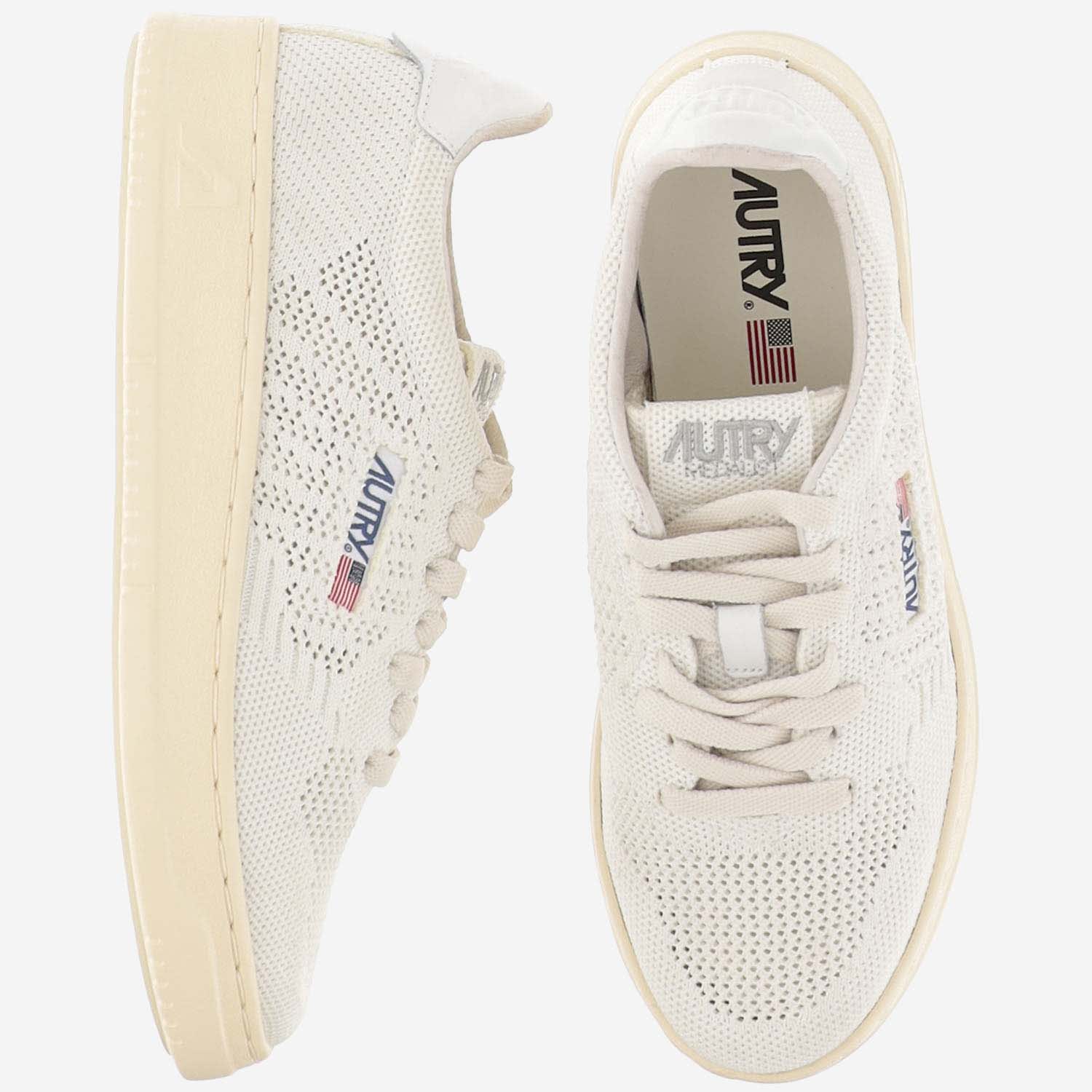 Shop Autry Medalist Easeknit Low Fabric Sneakers In Ivory