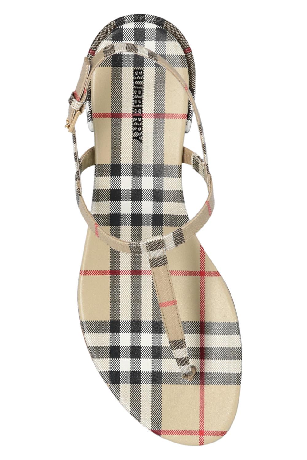 Shop Burberry Sandals With A Check Pattern