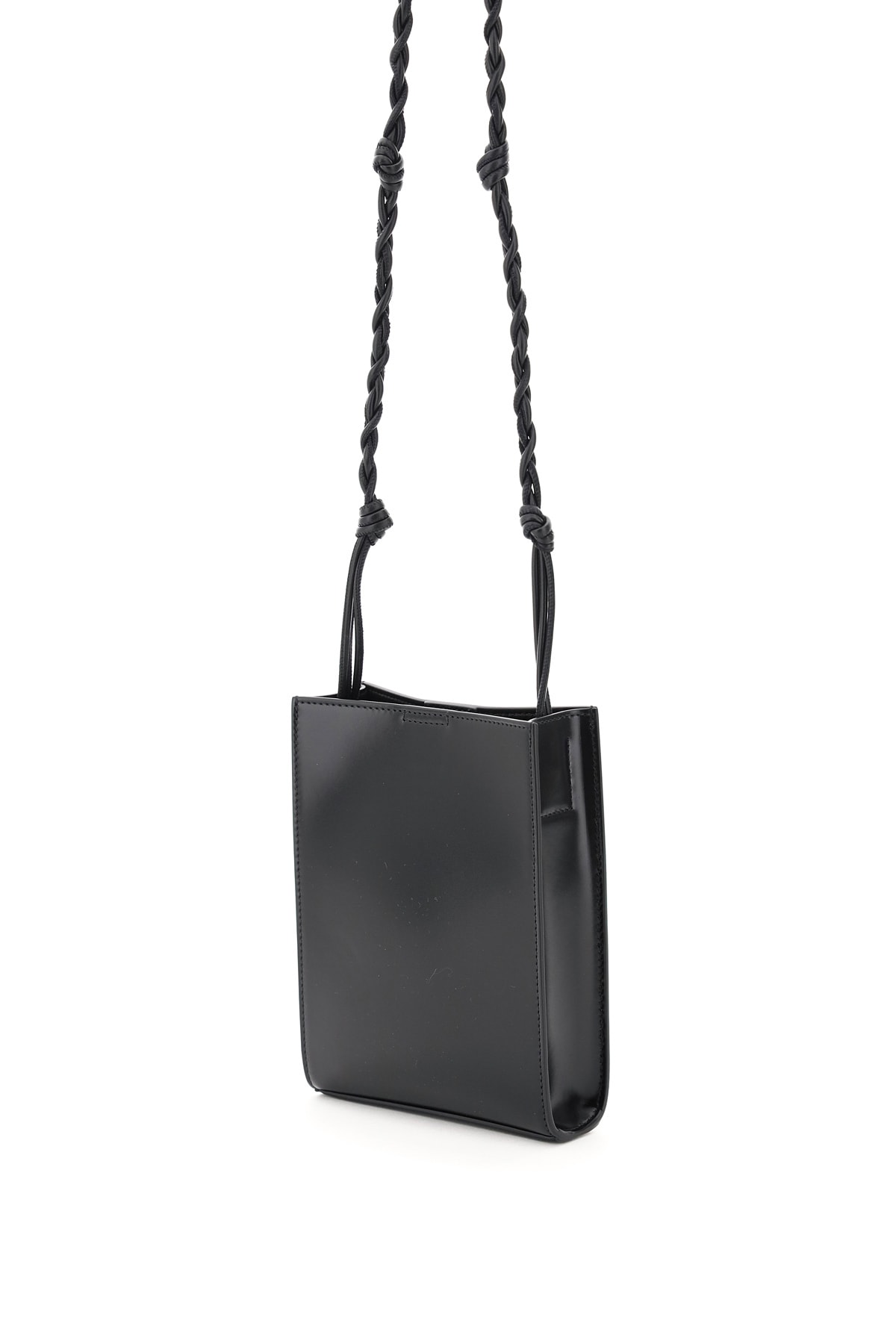 Jil Sander Black Leather Small Tangle Crossbody Bag In Black