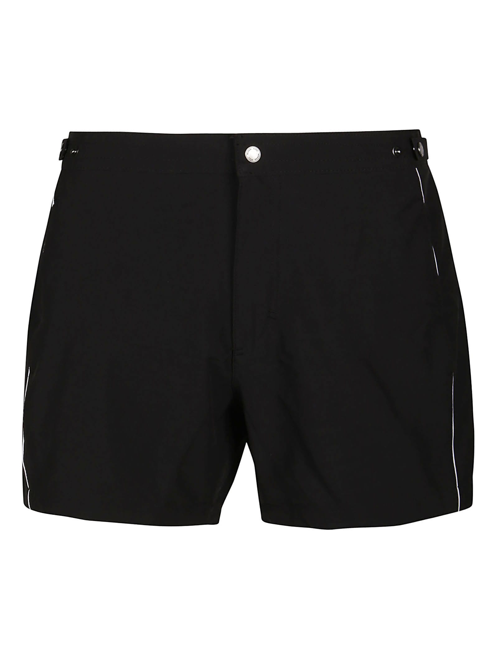 Michael Kors Solid Piped Swim Trunk In Black