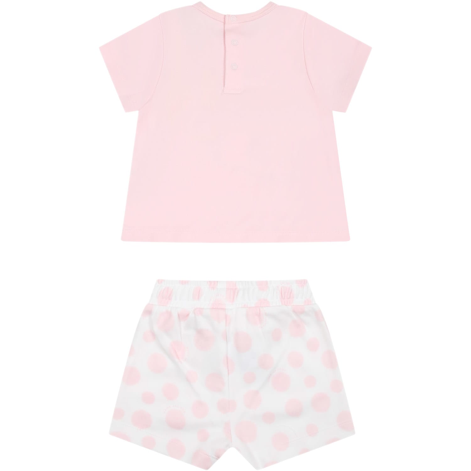 Shop Little Marc Jacobs Pink Suit For Baby Girl With Print And Logo