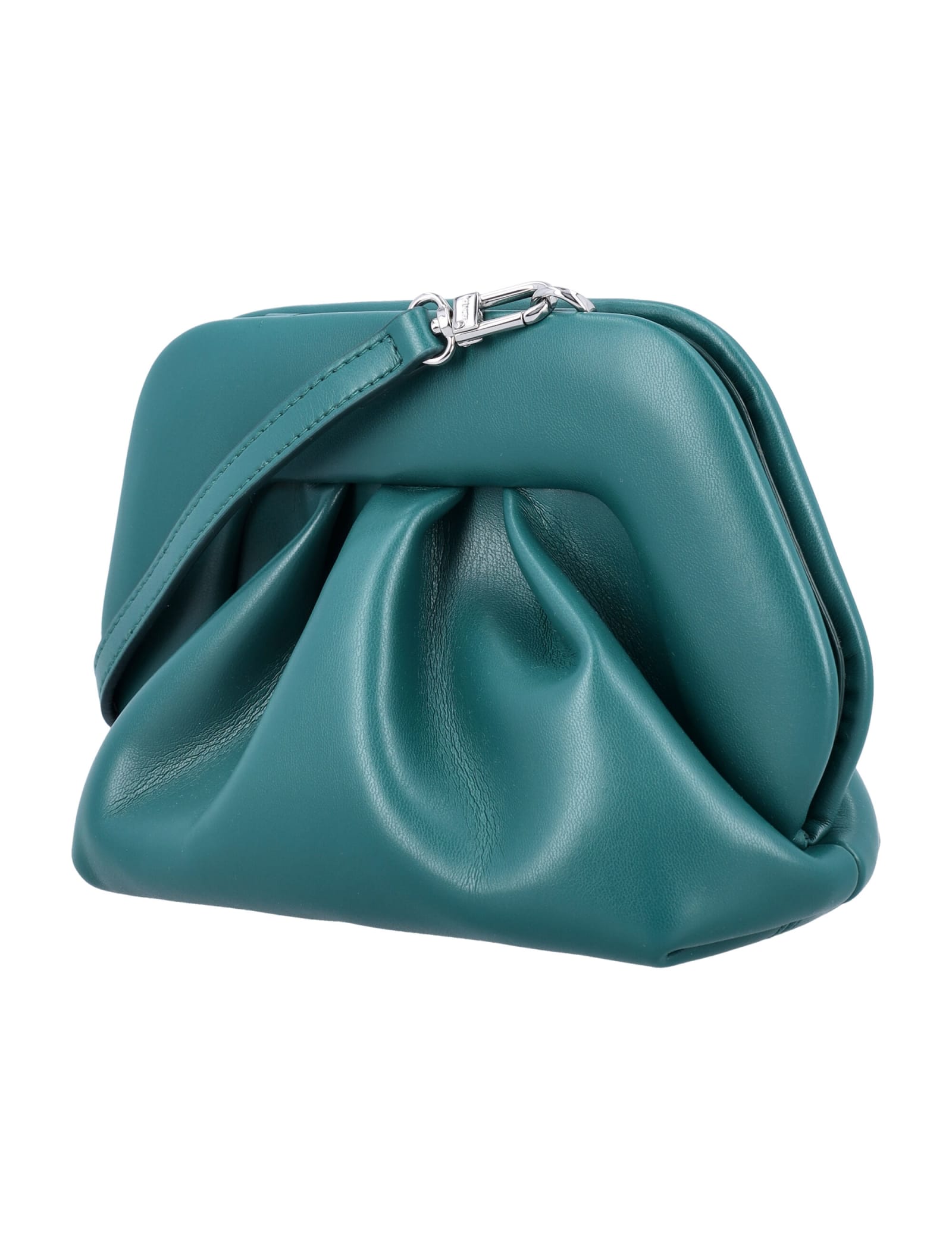 Shop Themoirè Gea Vegan Fabric Clutch In Eden Green