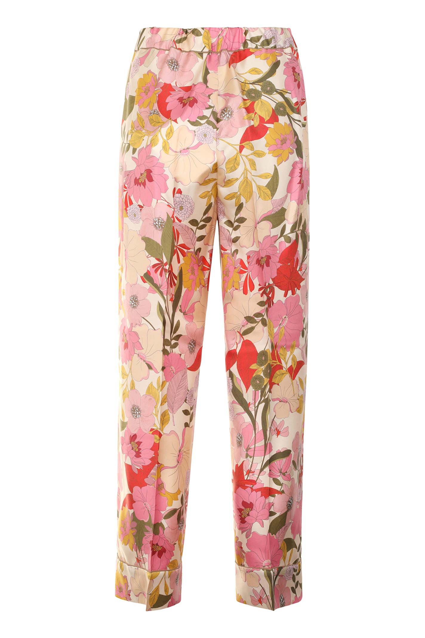 S Max Mara Leda Floral Silk Pants In Pink