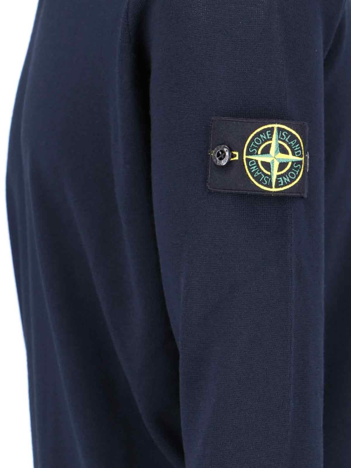 Shop Stone Island Logo Sleeve Sweater In Blue