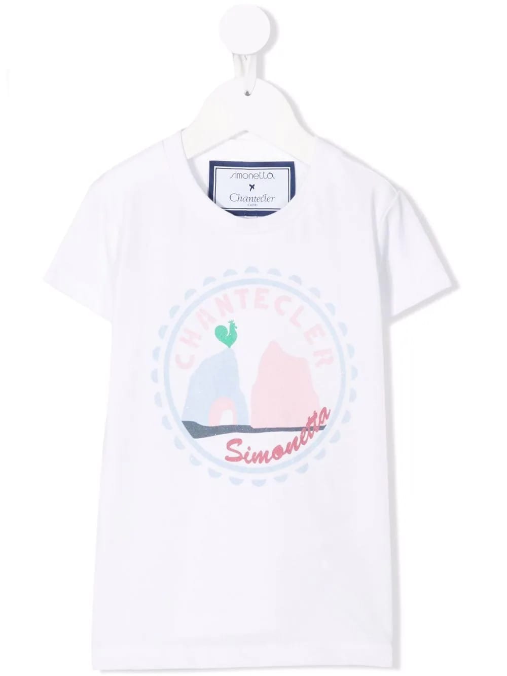 Simonetta Kids White T-shirt With Chantecler Faraglioni Print
