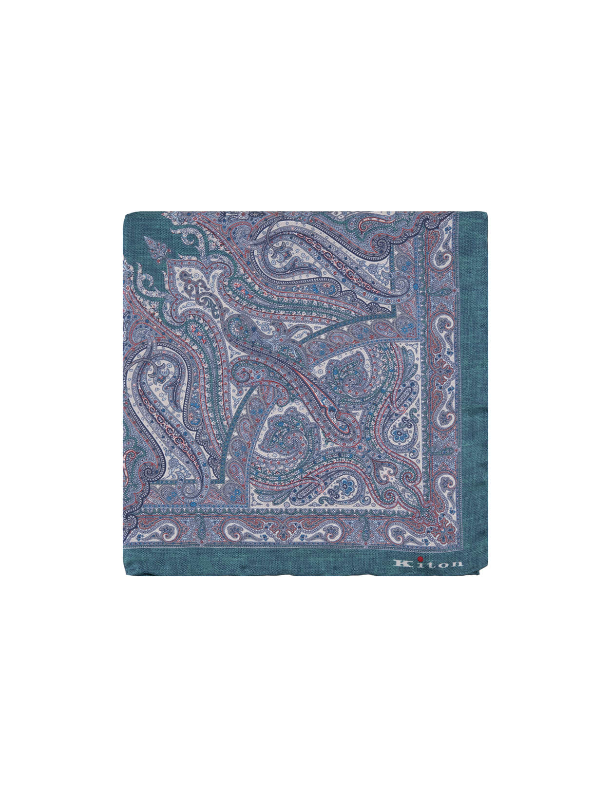 Teal Pocket Handkerchief With Fantasy Pattern