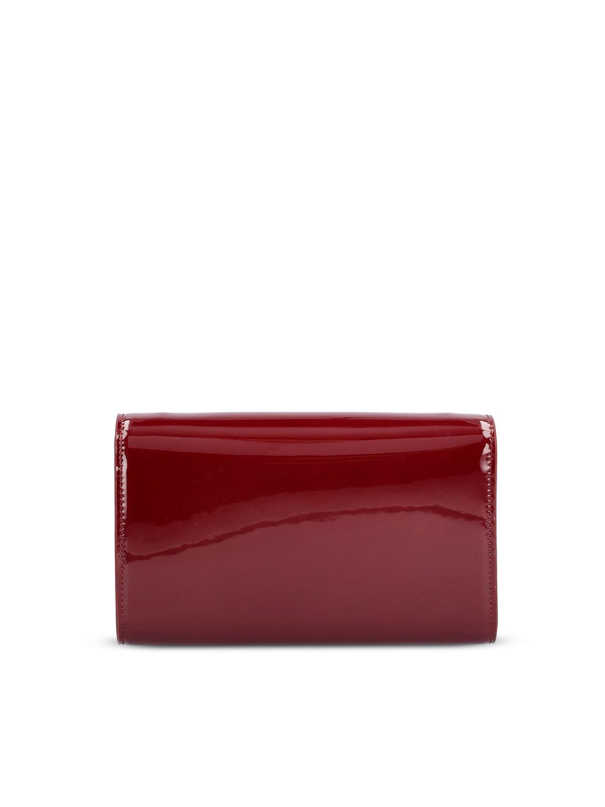 Shop Saint Laurent Logo Plaque Foldover Top Wallet In Red