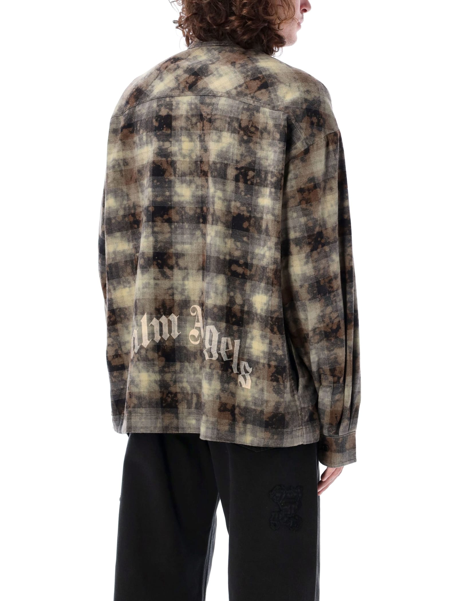 Shop Palm Angels Flannel Check Shrit In Light Grey Check