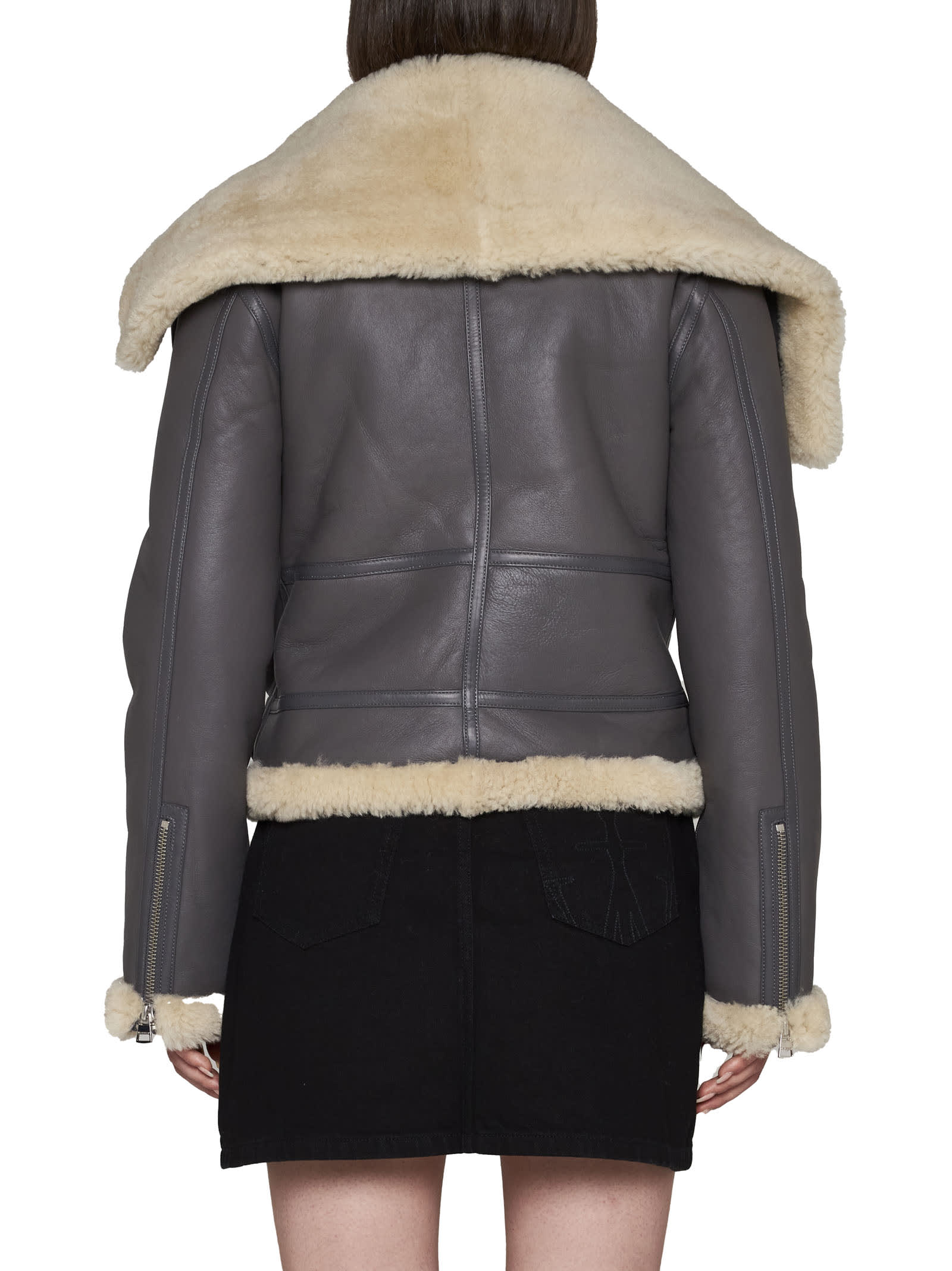 Shop Jw Anderson Coat In Grey Off White