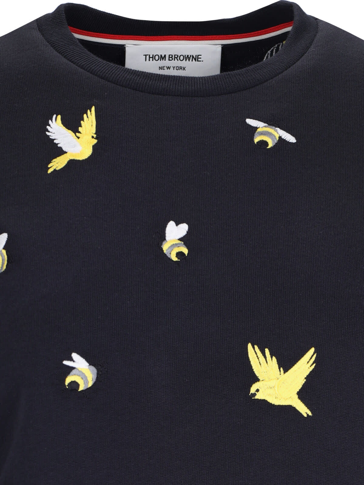 Shop Thom Browne Birds And Bees Crew Neck Sweatshirt In Blue