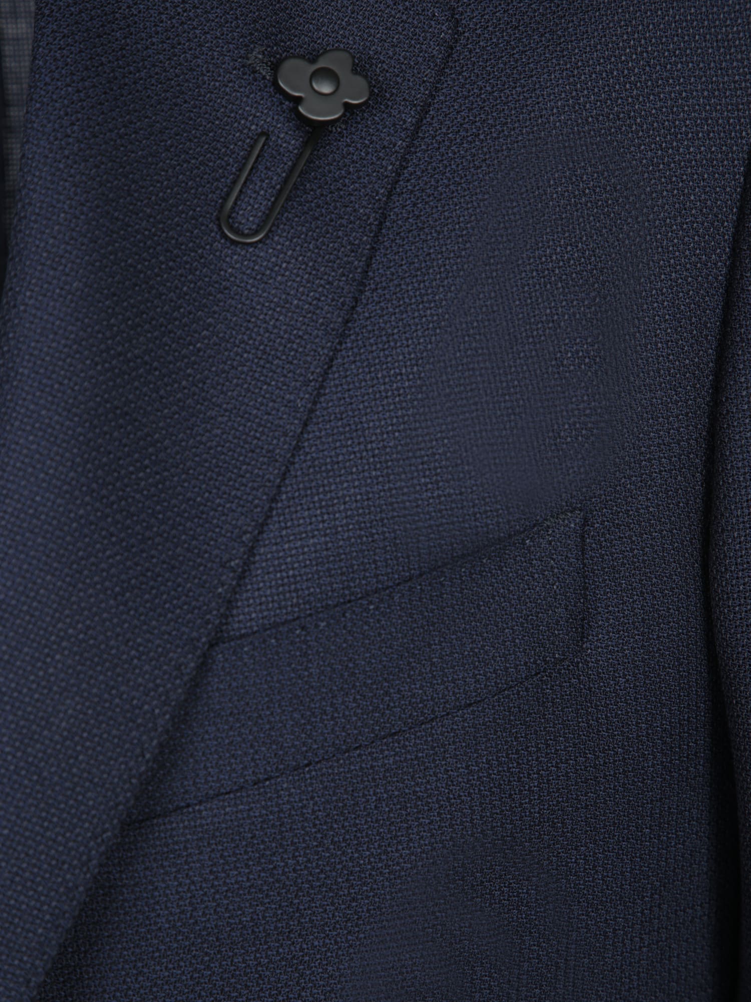 Lardini Blue Hopsack Wool Jacket In Black