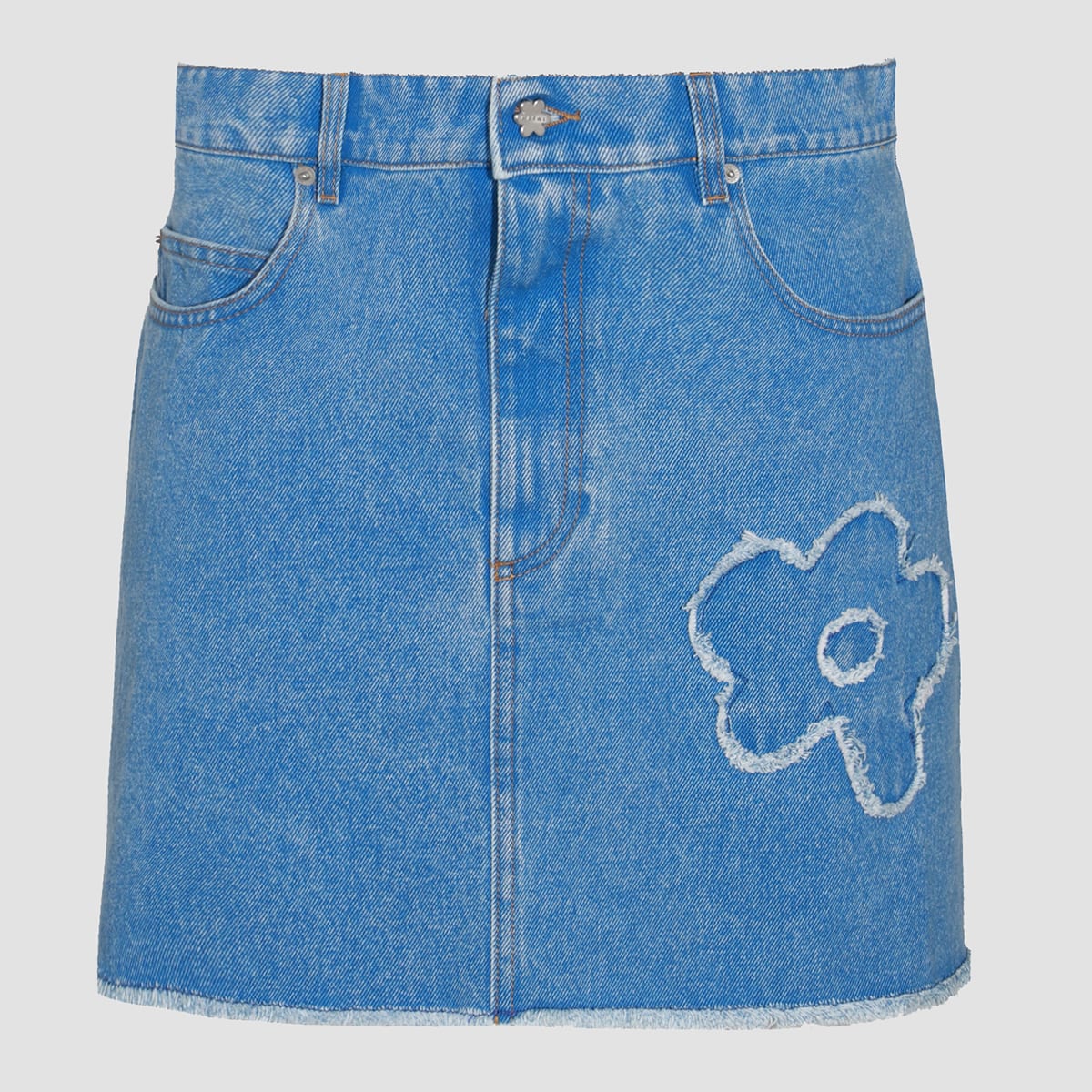 Blue Cotton Denim Skirt