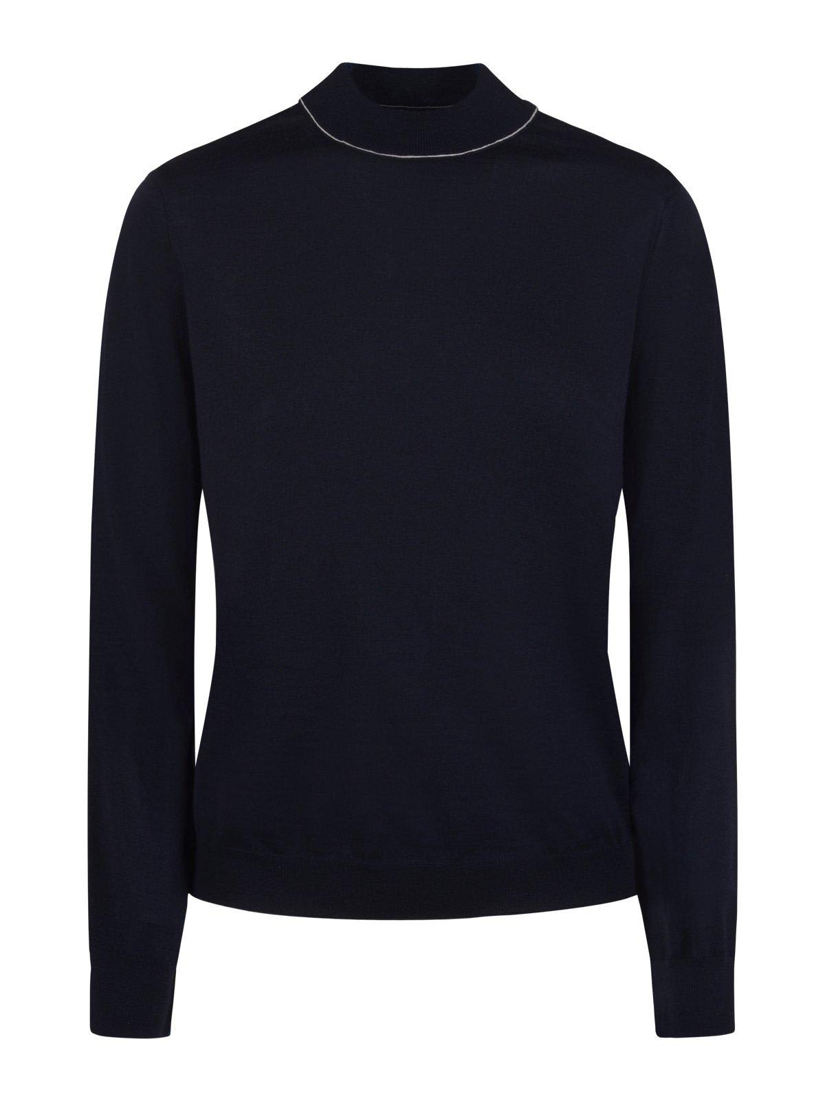 Shop Maison Margiela Mock Neck Knit Jumper In Blue