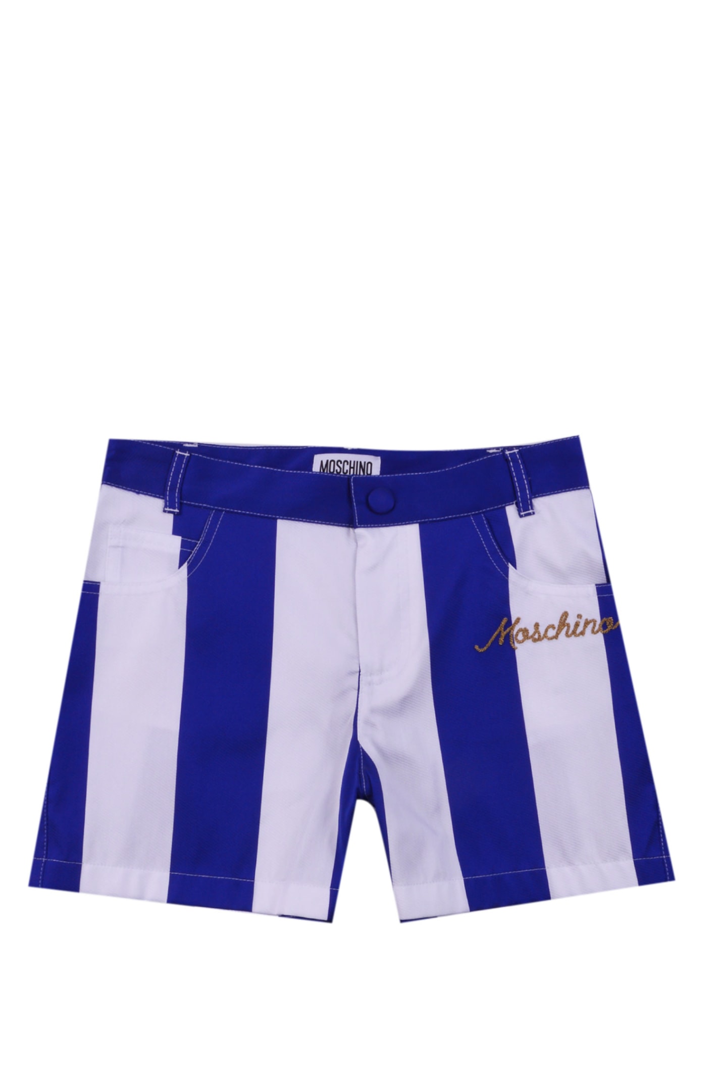 MOSCHINO STRIPED SHORTS WITH EMBROIDERY
