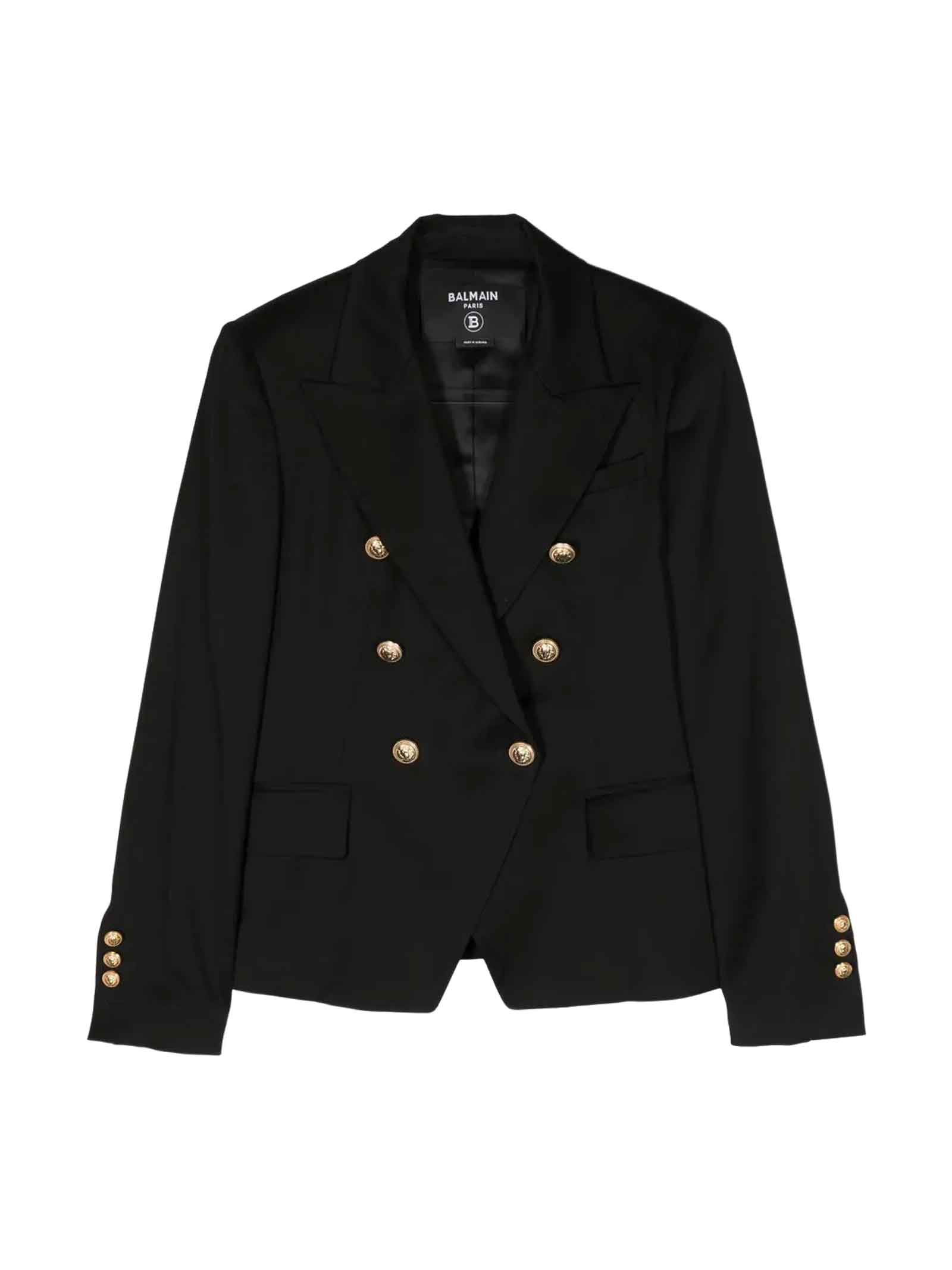 Balmain Black Jacket Girl In Nero/oro