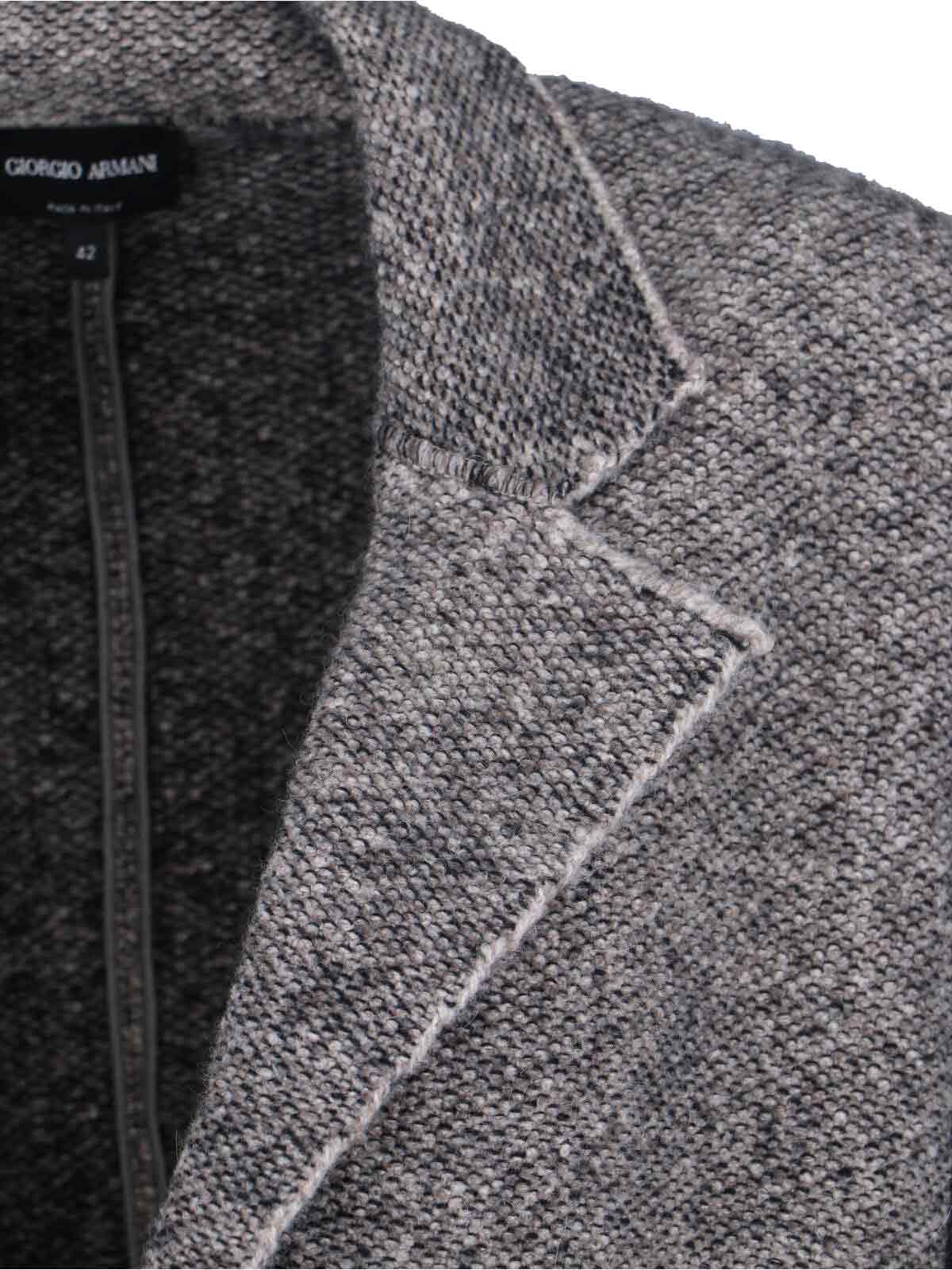Giorgio Armani Textured Blazer With Flap Pockets And Lapel In Gray