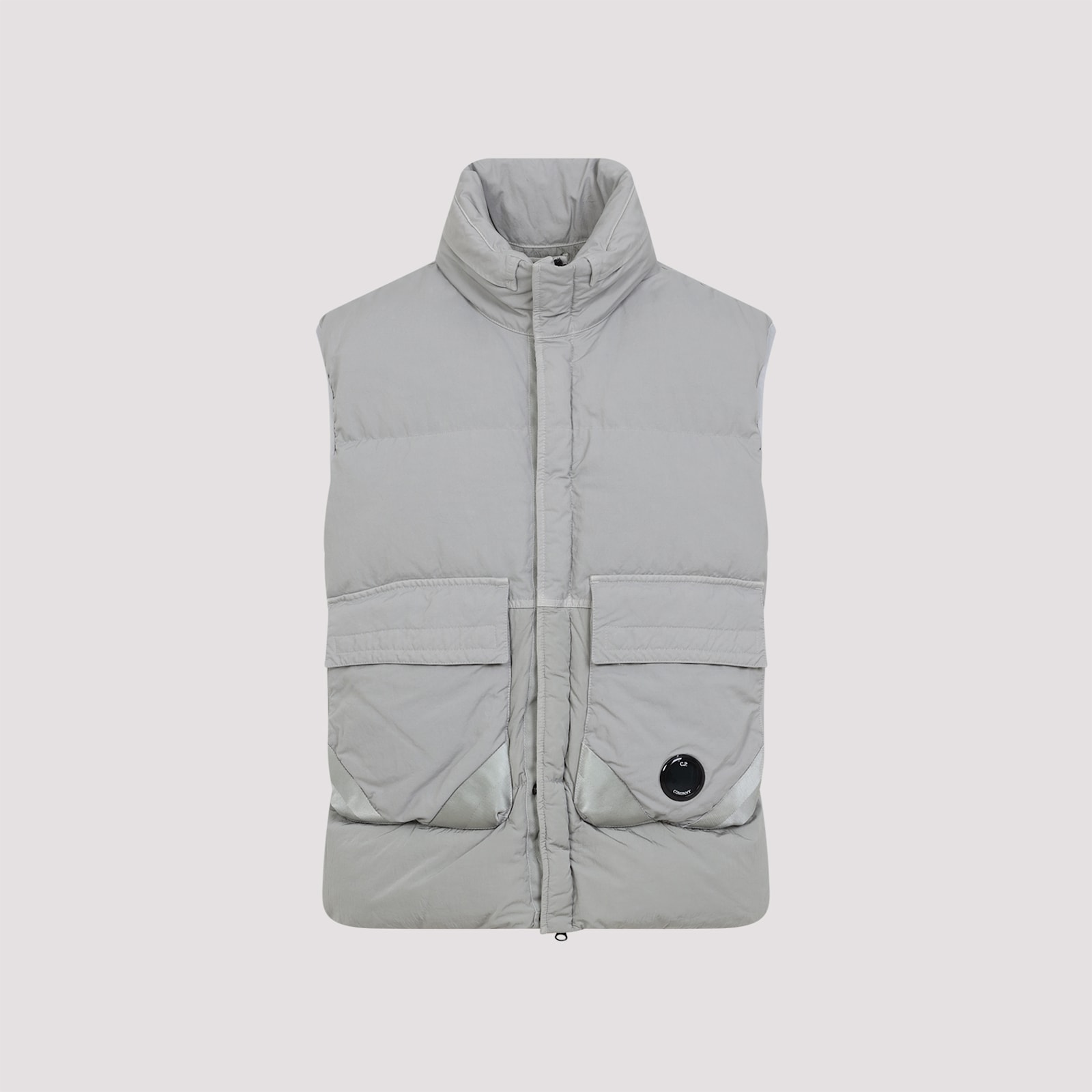 C.p. Company Padded Grey Waistcoat With Quilted Design In Gray