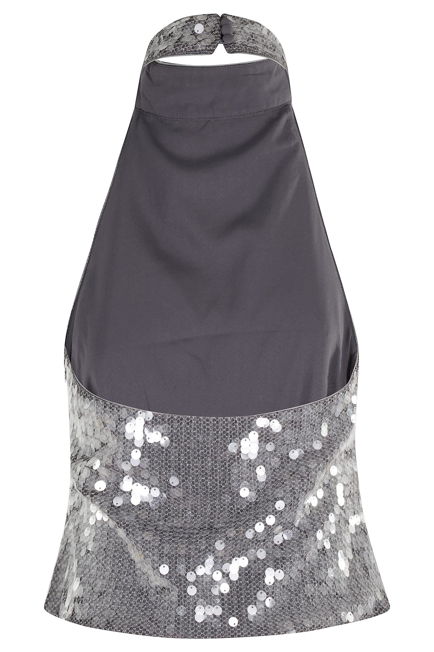 Rotate Birger Christensen Grey Halter Top With Paillettes In Gray