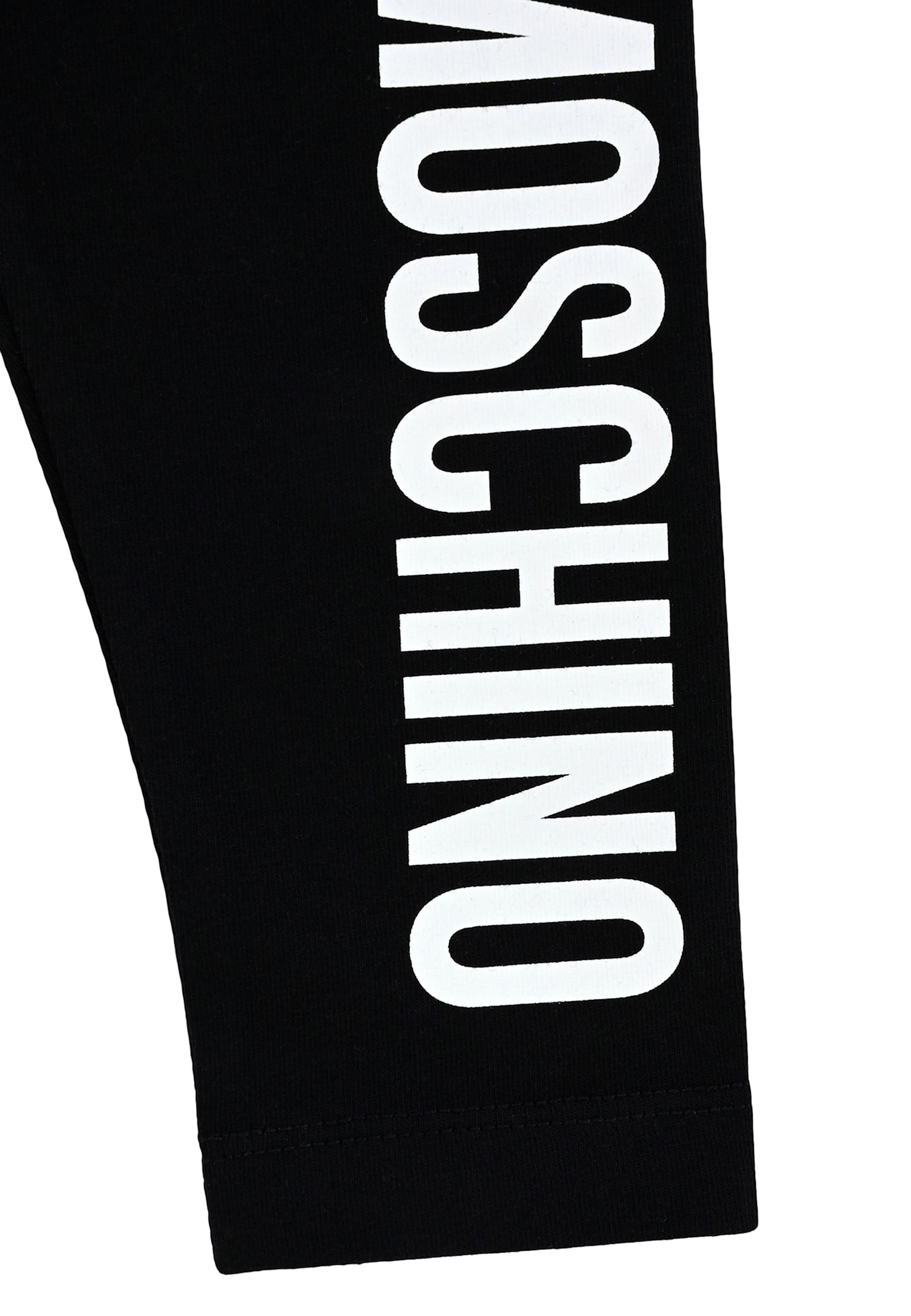 Moschino Black Leggings For Baby Girl With Logo In Black