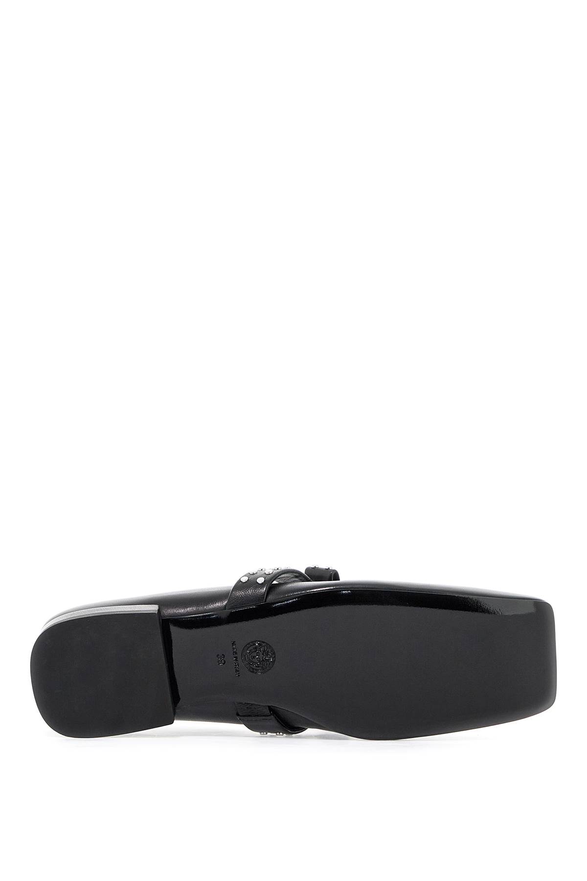 Shop Versace Gianni Ribbon Studded Baller In Black-palladium (black)