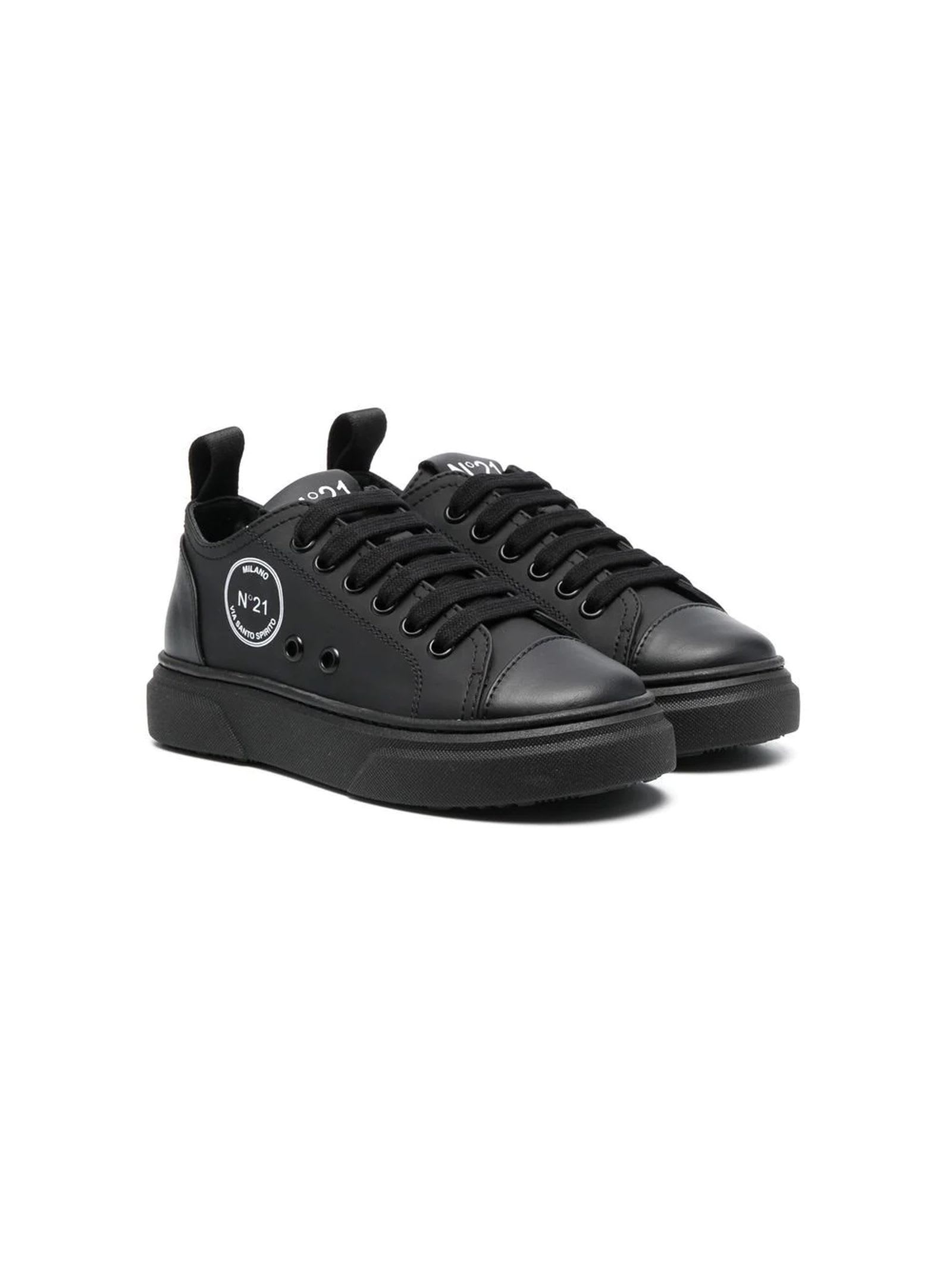 N.21 Black Leather Sneakers
