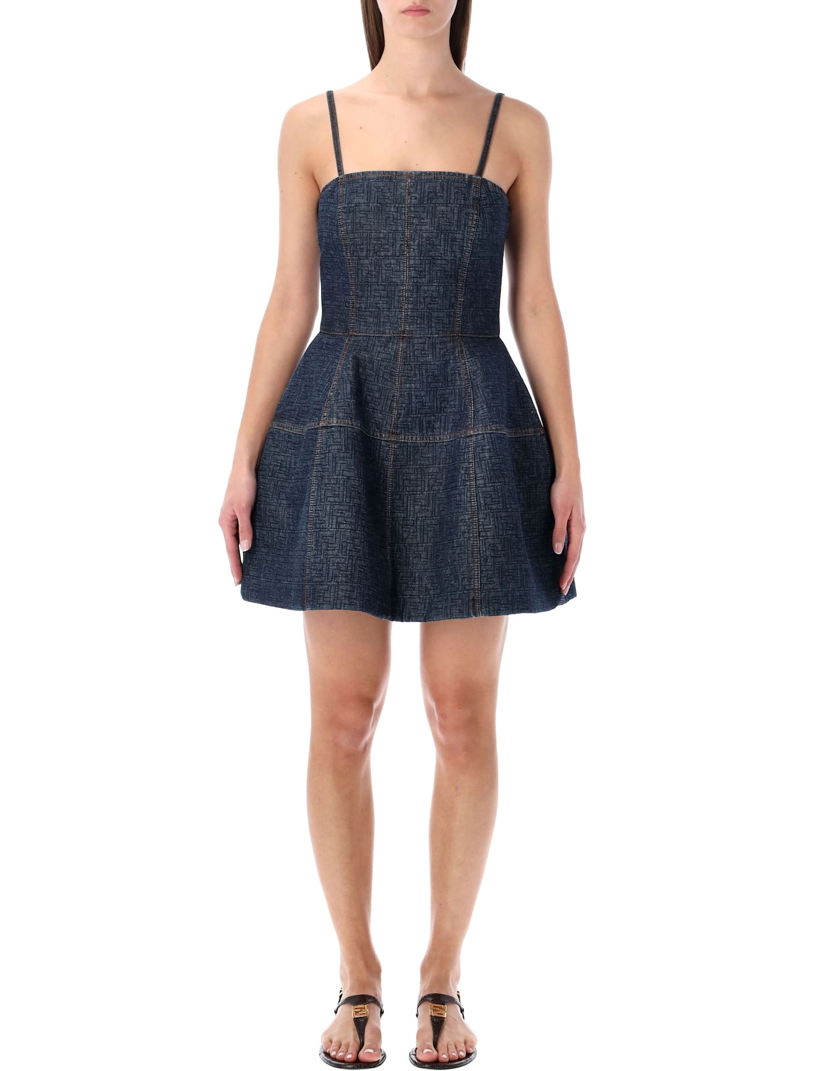 Fendi Mini Dress Denim Ff Emb