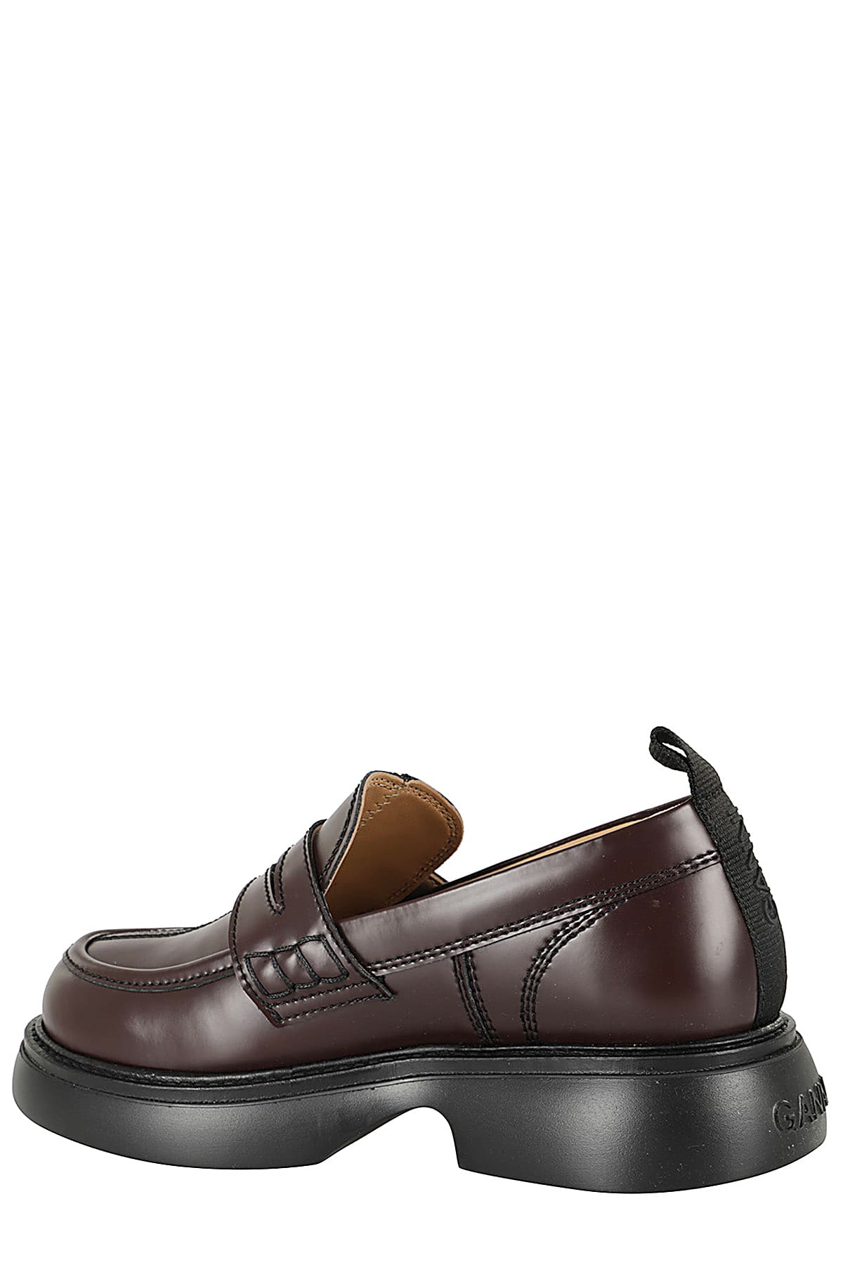 Shop Ganni Everyday Loafer Patent In Chocolate Fondant