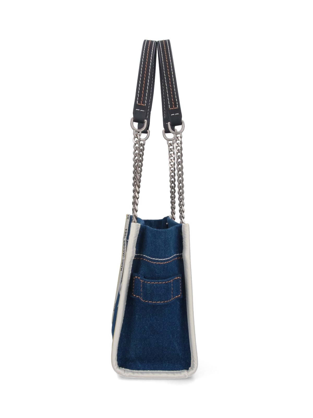 Shop Marc Jacobs The Denim Chain Small Tote Bag In Dark Wash