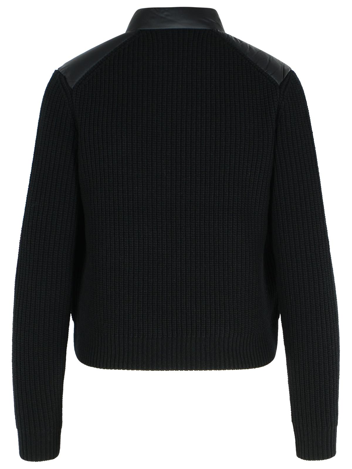 Moncler Black Virgin Wool Blend Jacket In Blue