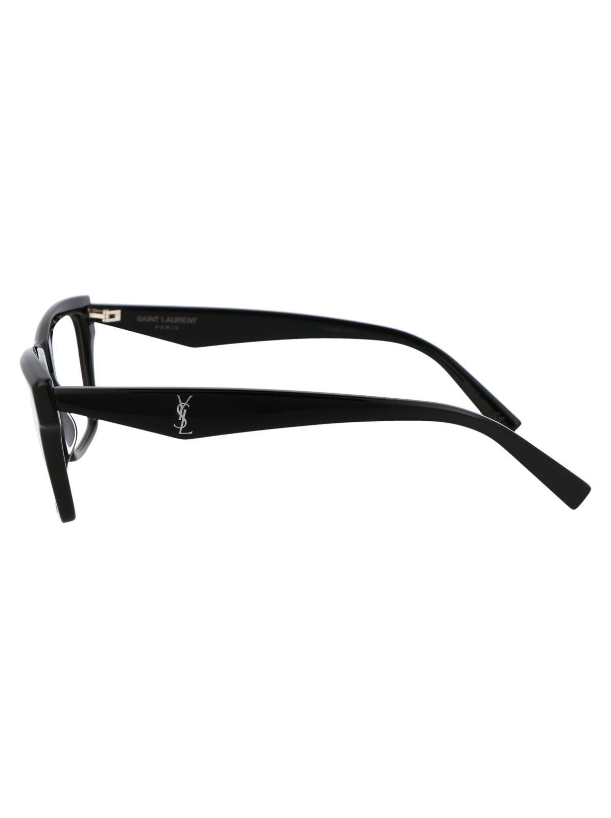 Shop Saint Laurent Rectangle Frame Glasses In 002 Black Black Transpare