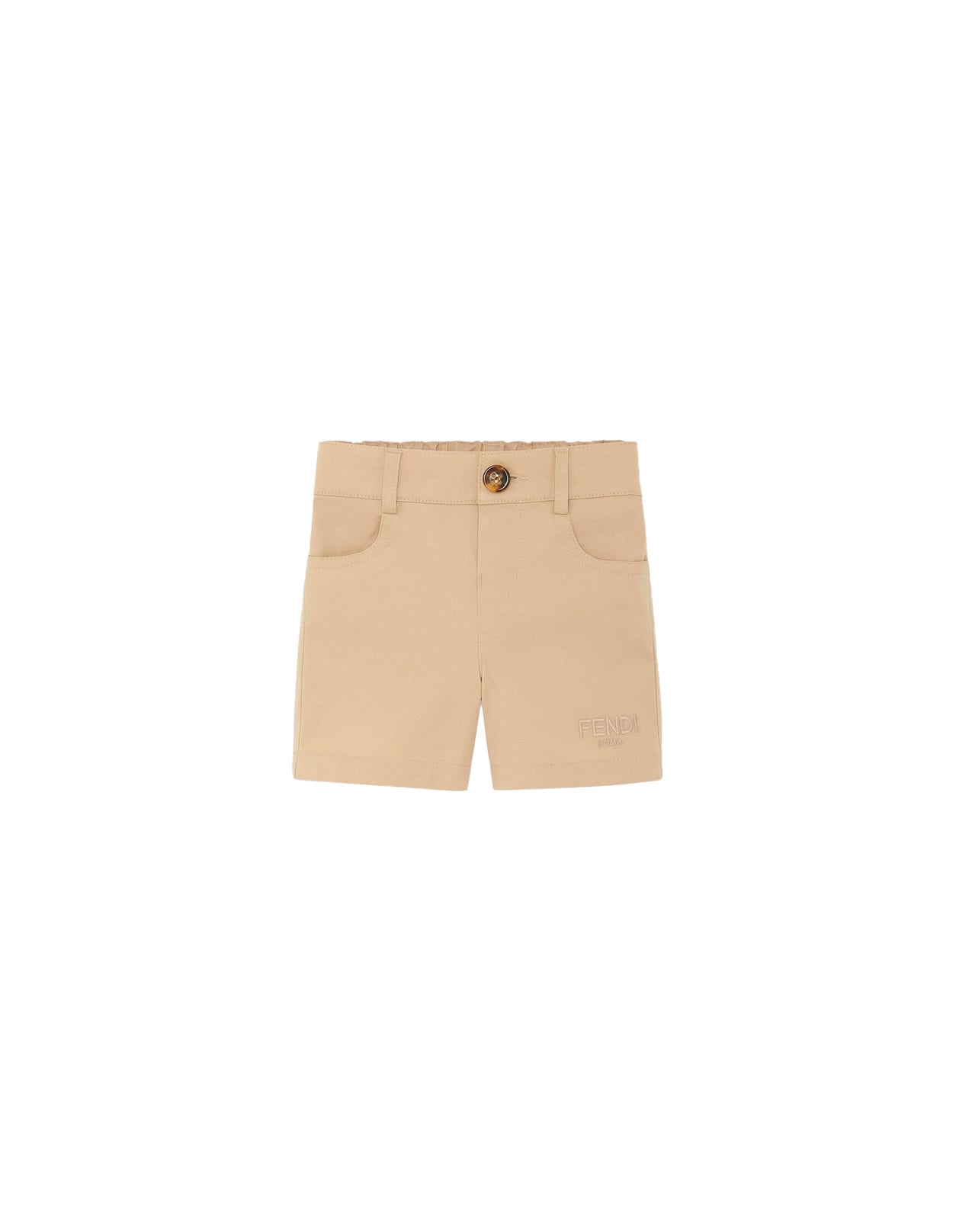 FENDI BEIGE GABARDINE BERMUDA SHORTS 