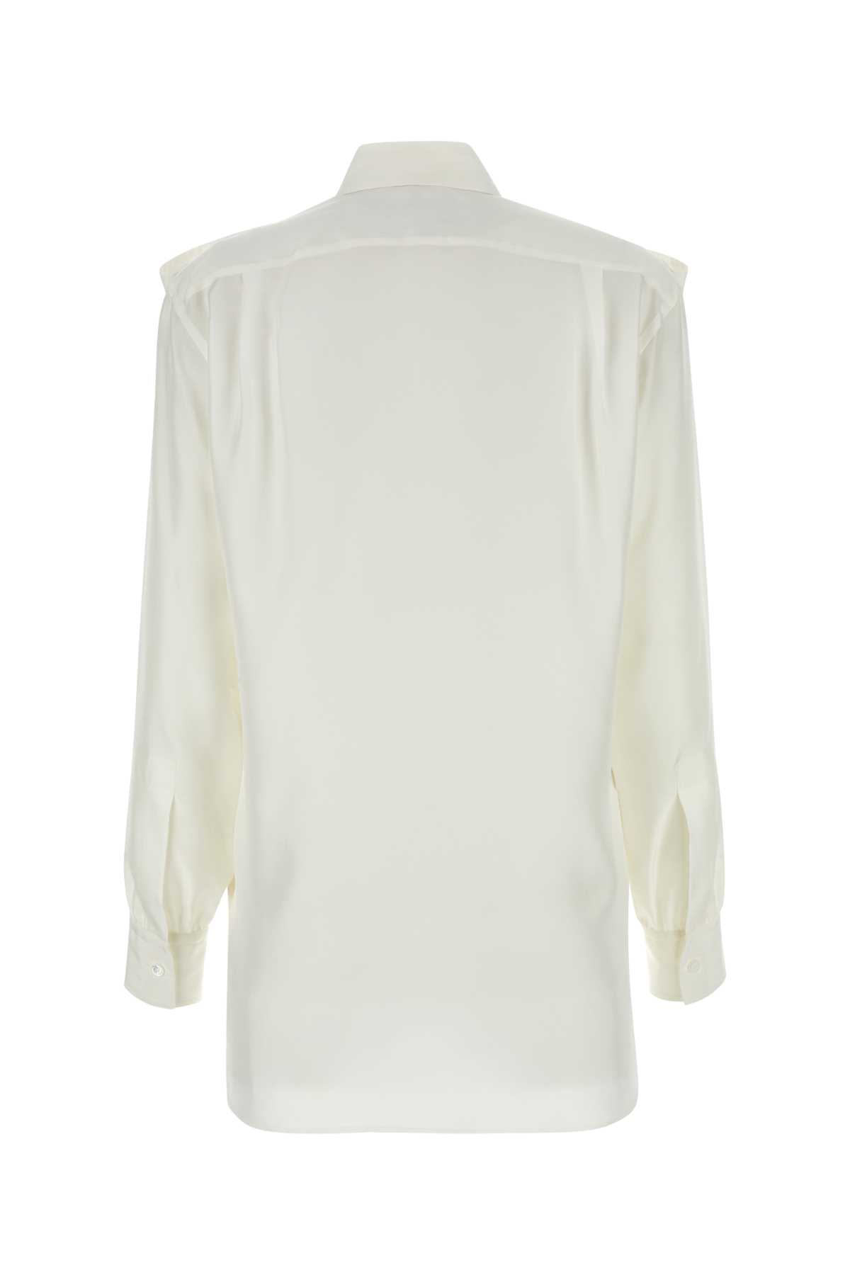 Shop Burberry White Silk Shirt In Grain