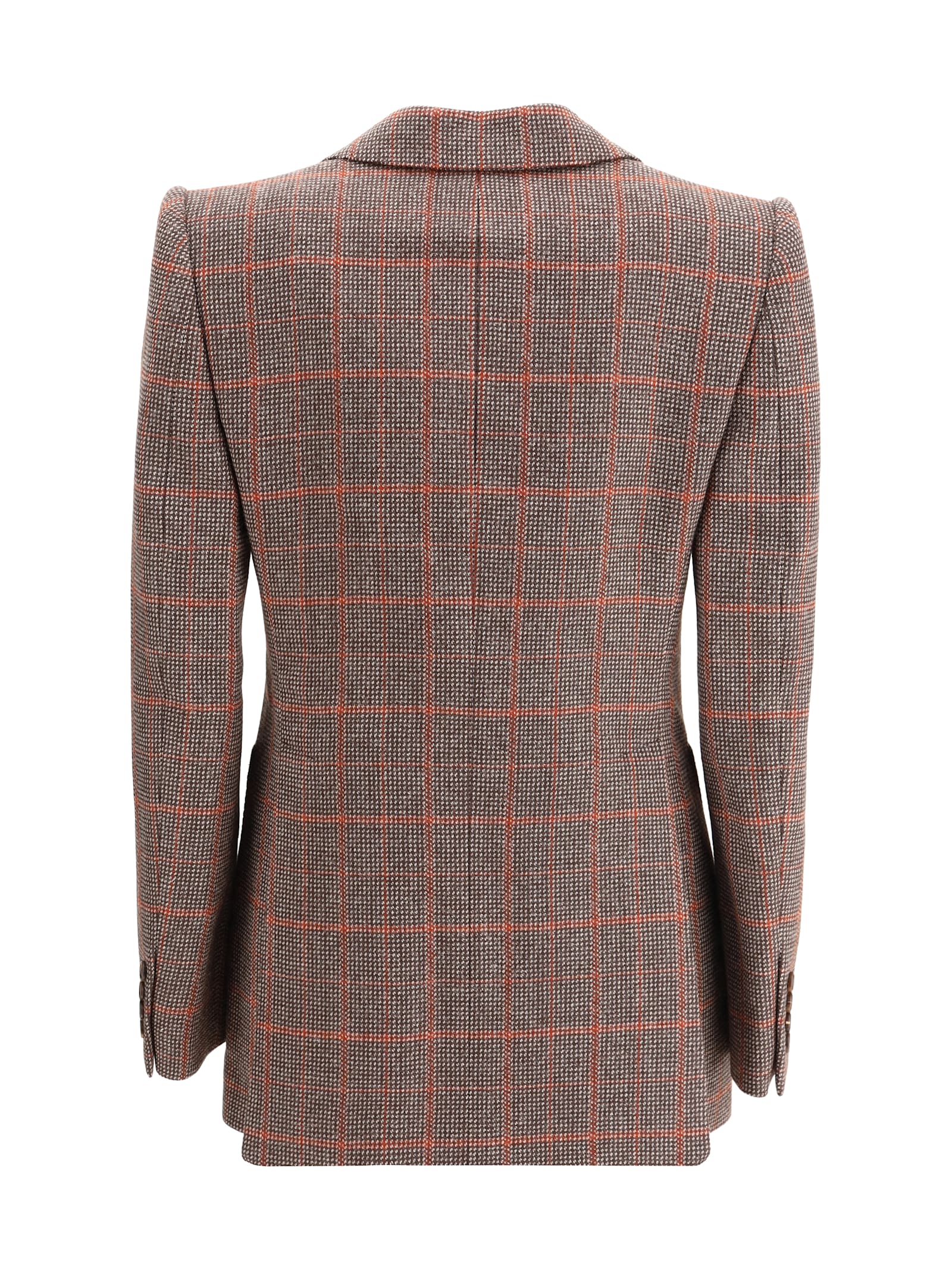 Chloé Tartan Wool Blazer With Shoulder Pads In Brown