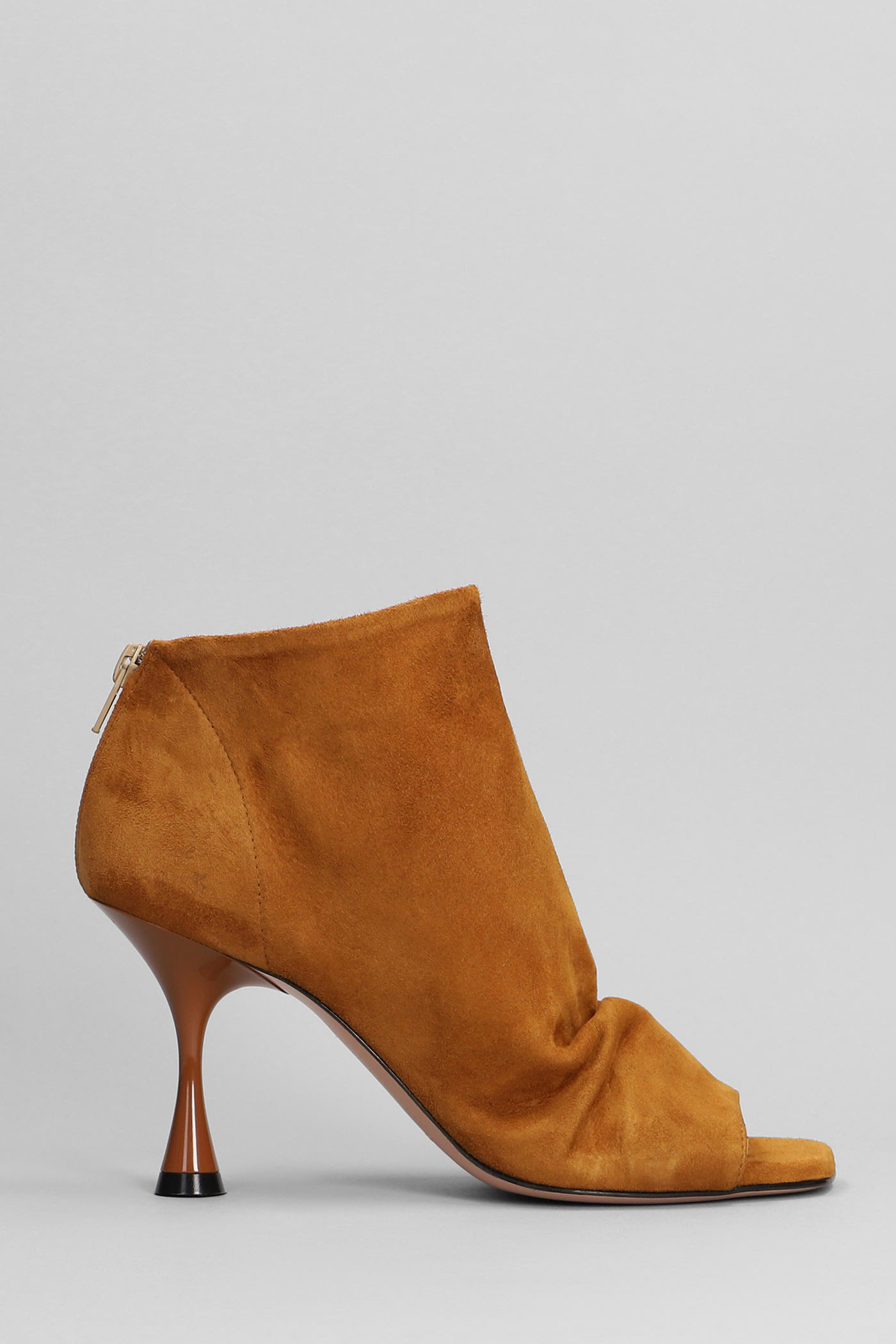 High Heels Ankle Boots In Leather Color Suede