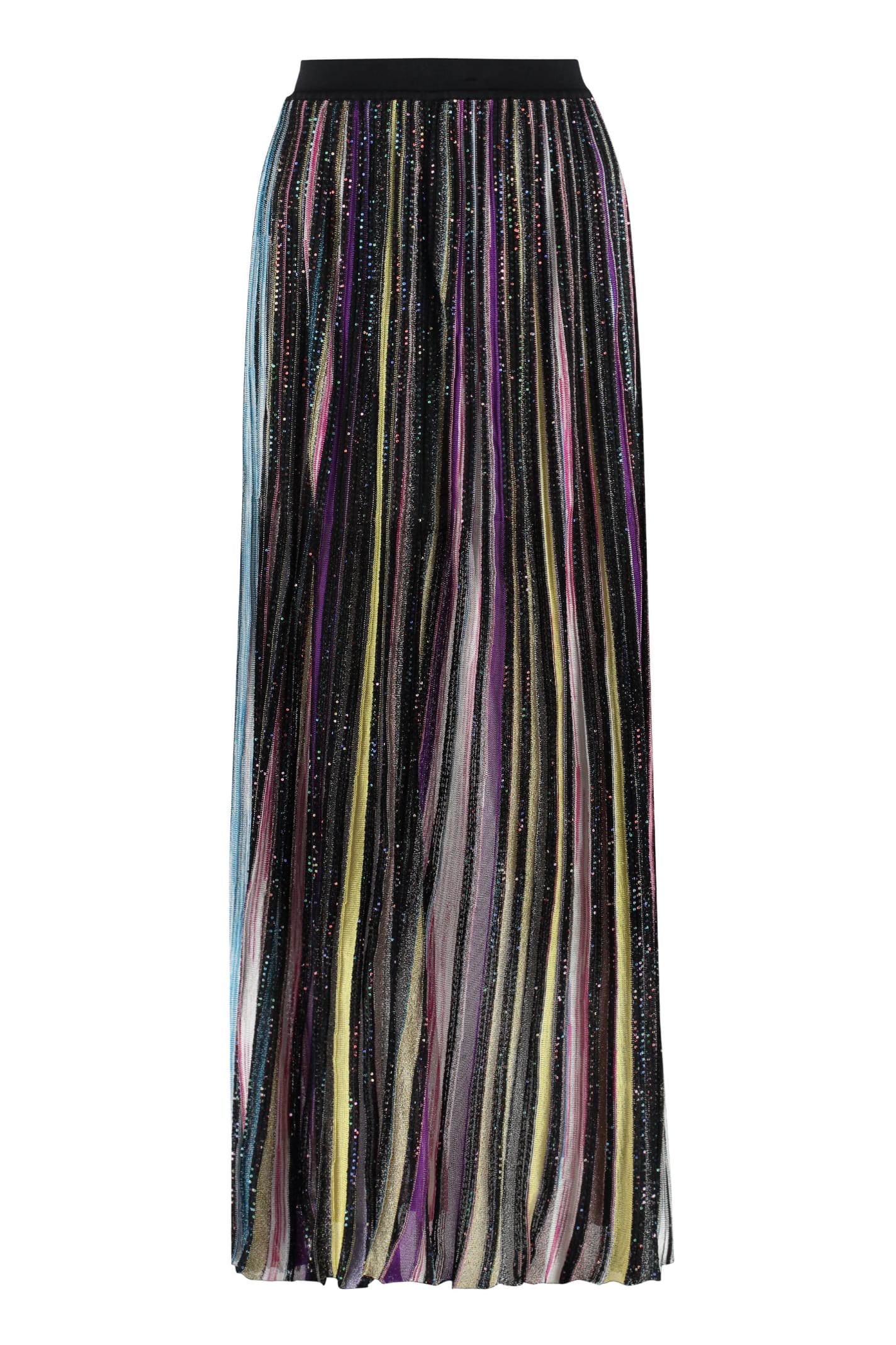 Shop Missoni Knitted Lurex Skirt In Nero/multicolour