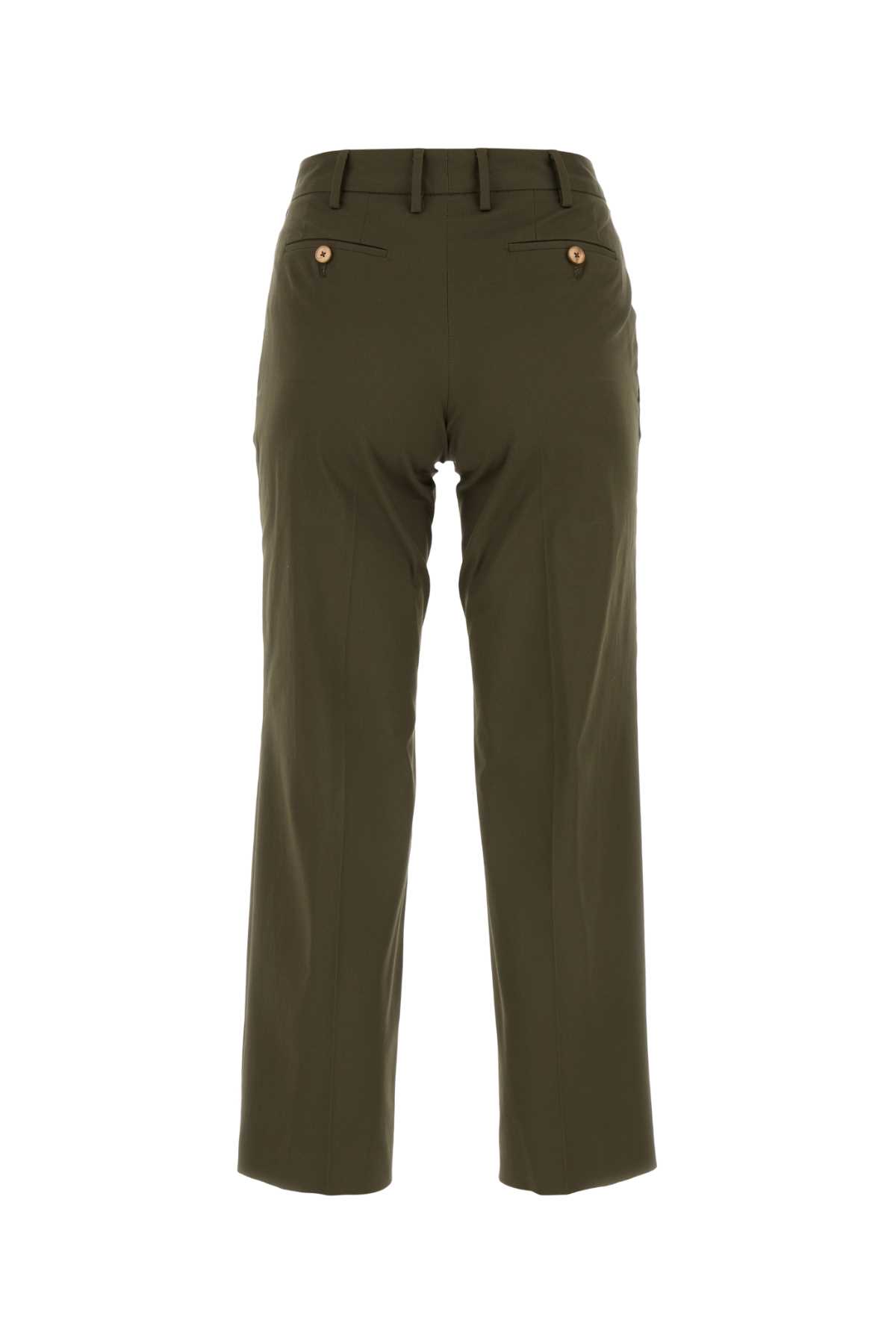 Pt01 Army Grey Stretch Cotton Pant In Verde
