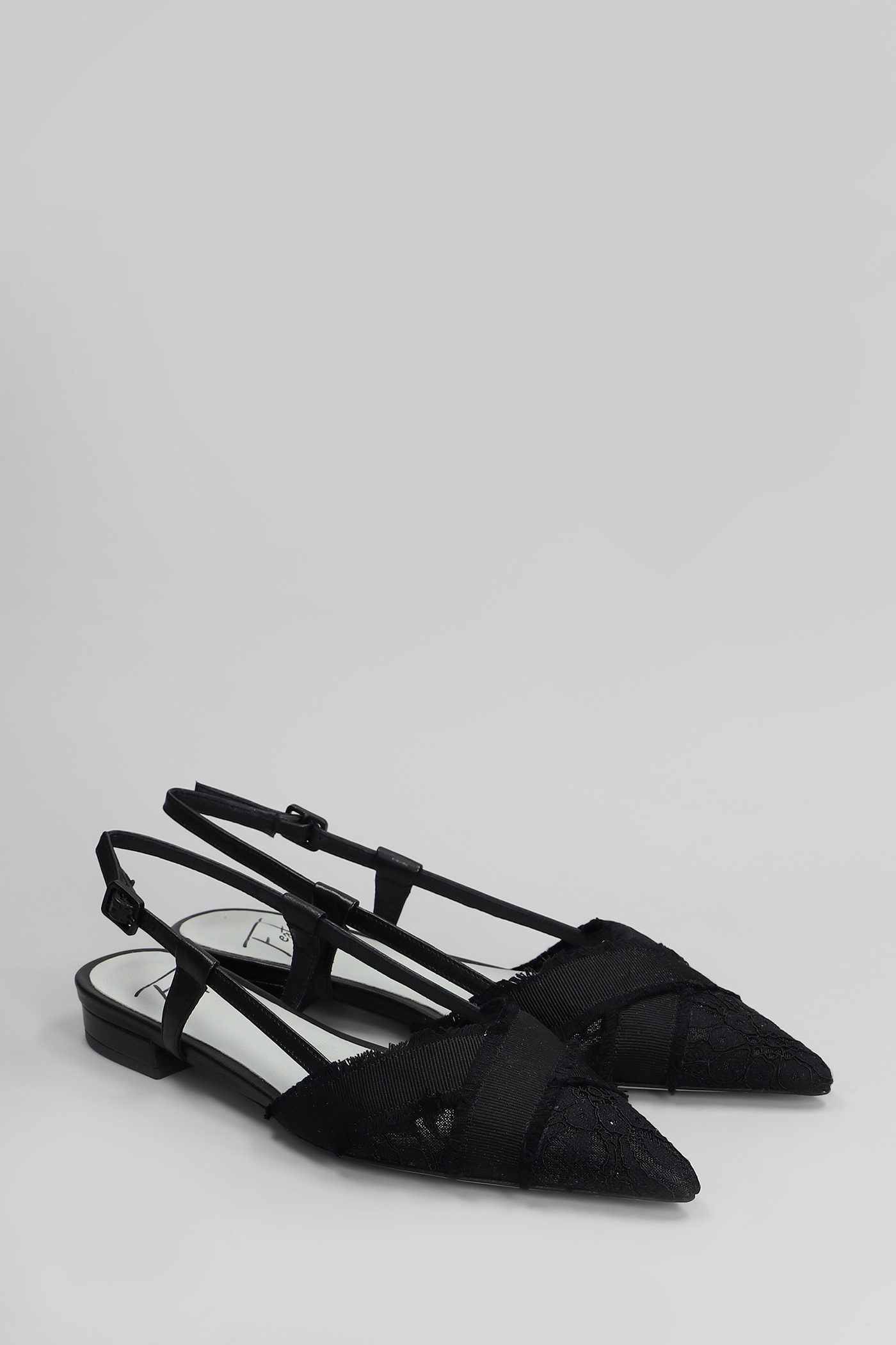 Roberto Festa Verbena Ballet Flats In Black Leather And Fabric In Black