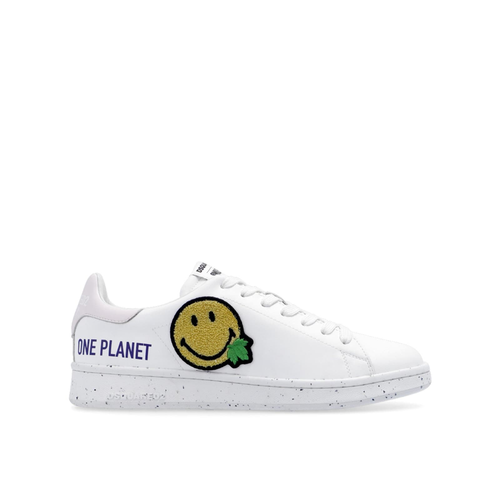 Shop Dsquared2 Smiley Leather Sneakers In White