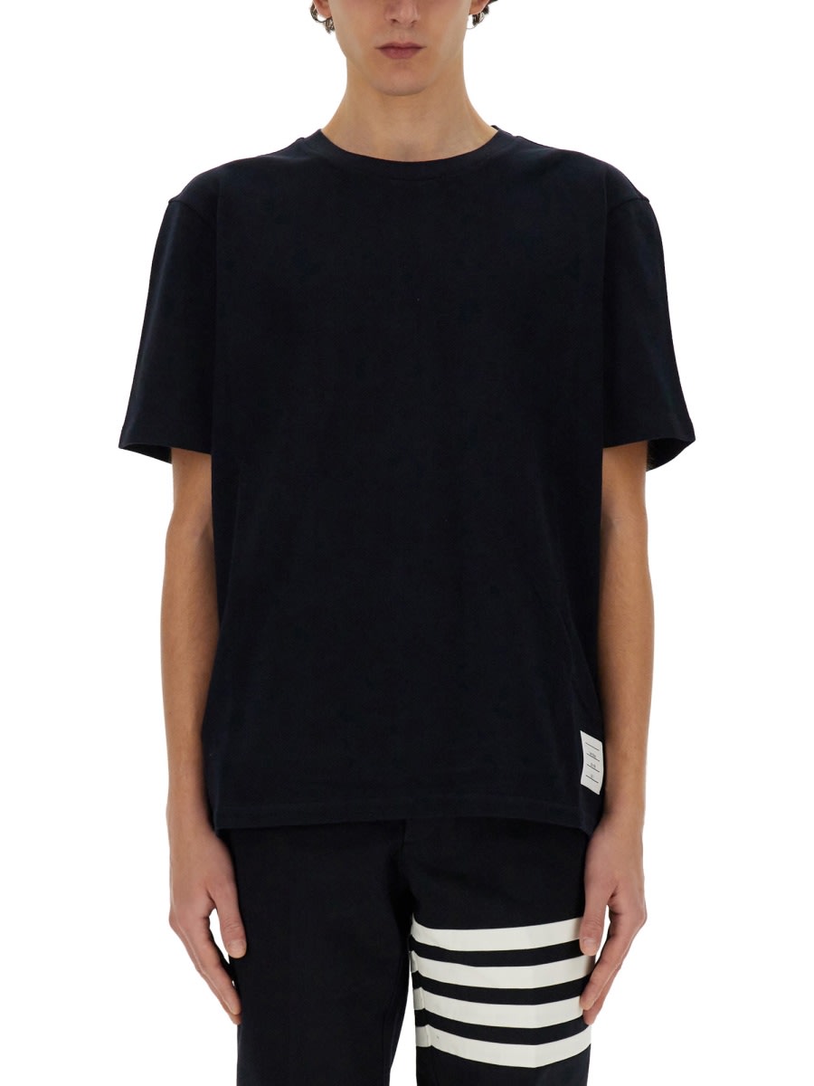 Shop Thom Browne Cotton Pique T-shirt In Blue